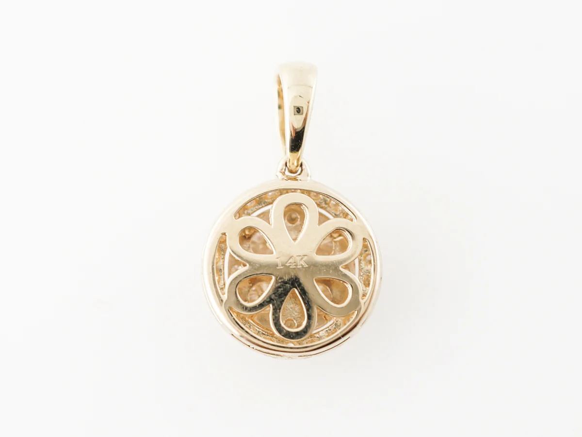 Pave Diamond Cluster Pendant in 14k Yellow Gold - Image 2