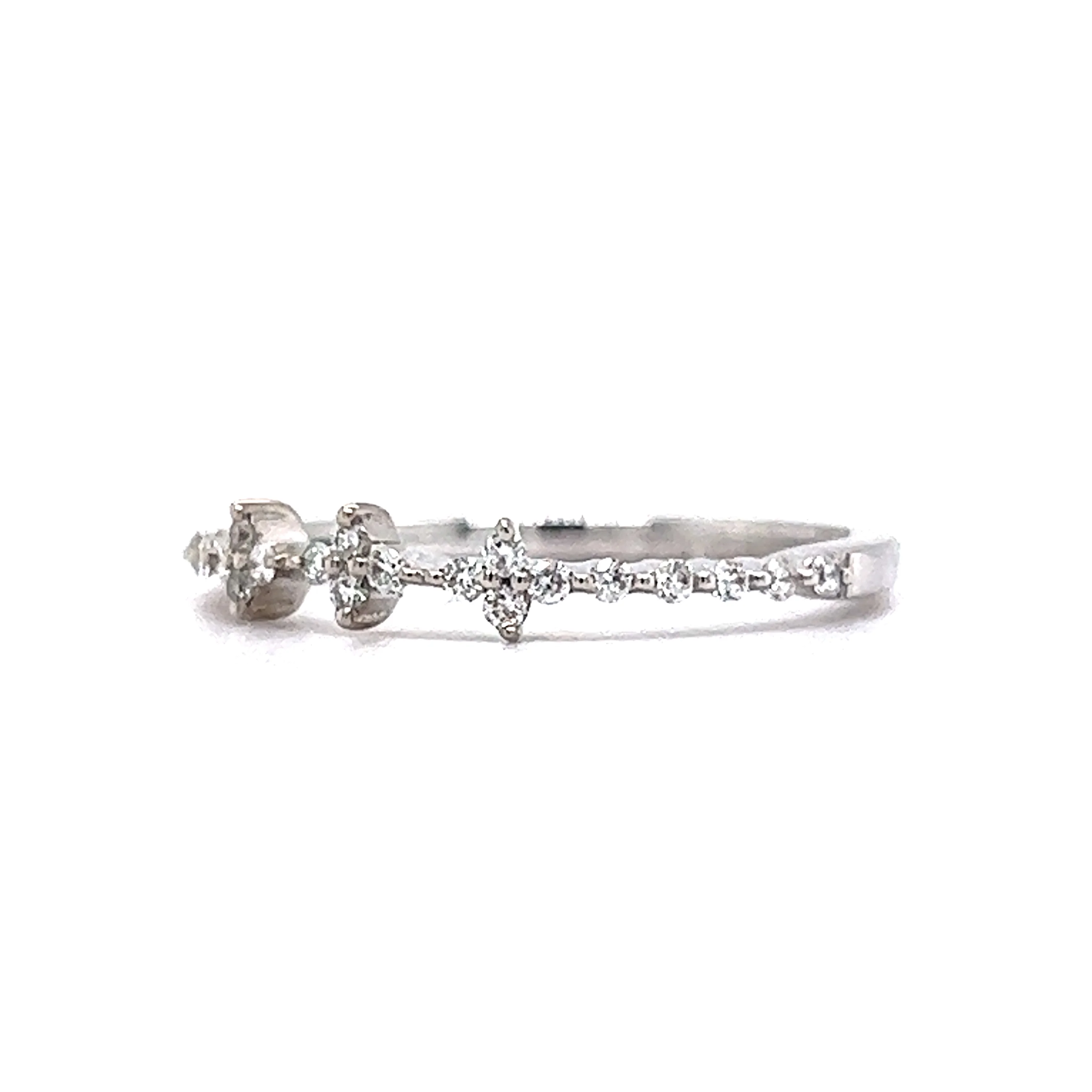Pave Diamond Cluster Stacking Ring in 14k White Gold - Image 2
