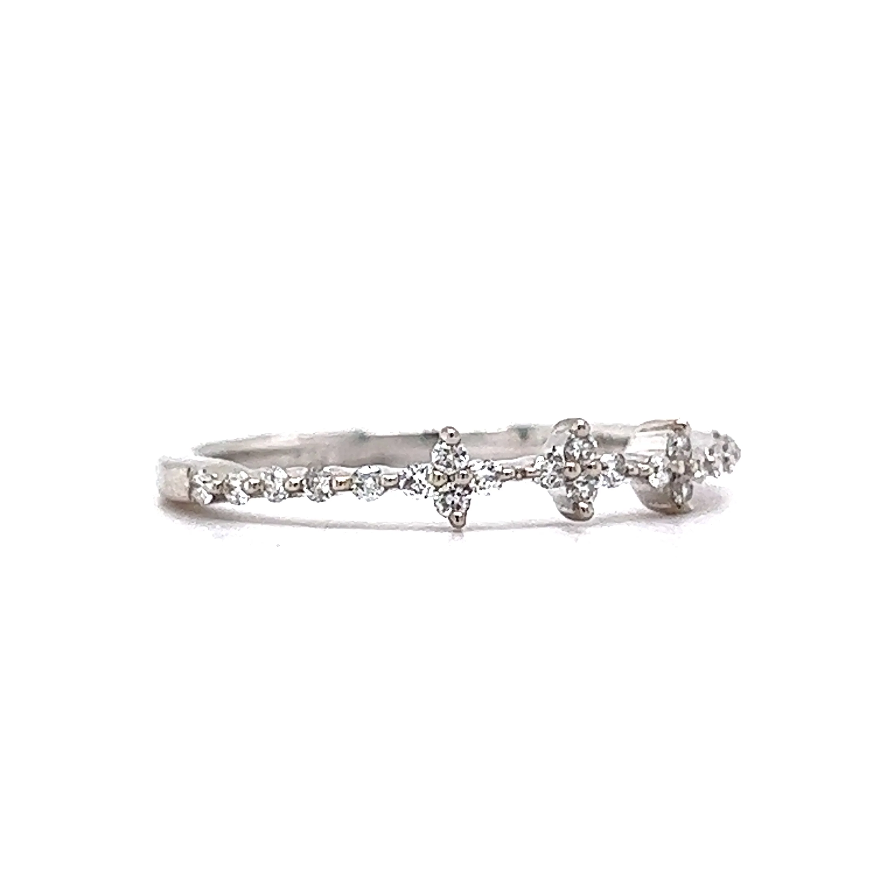 Pave Diamond Cluster Stacking Ring in 14k White Gold - Image 3