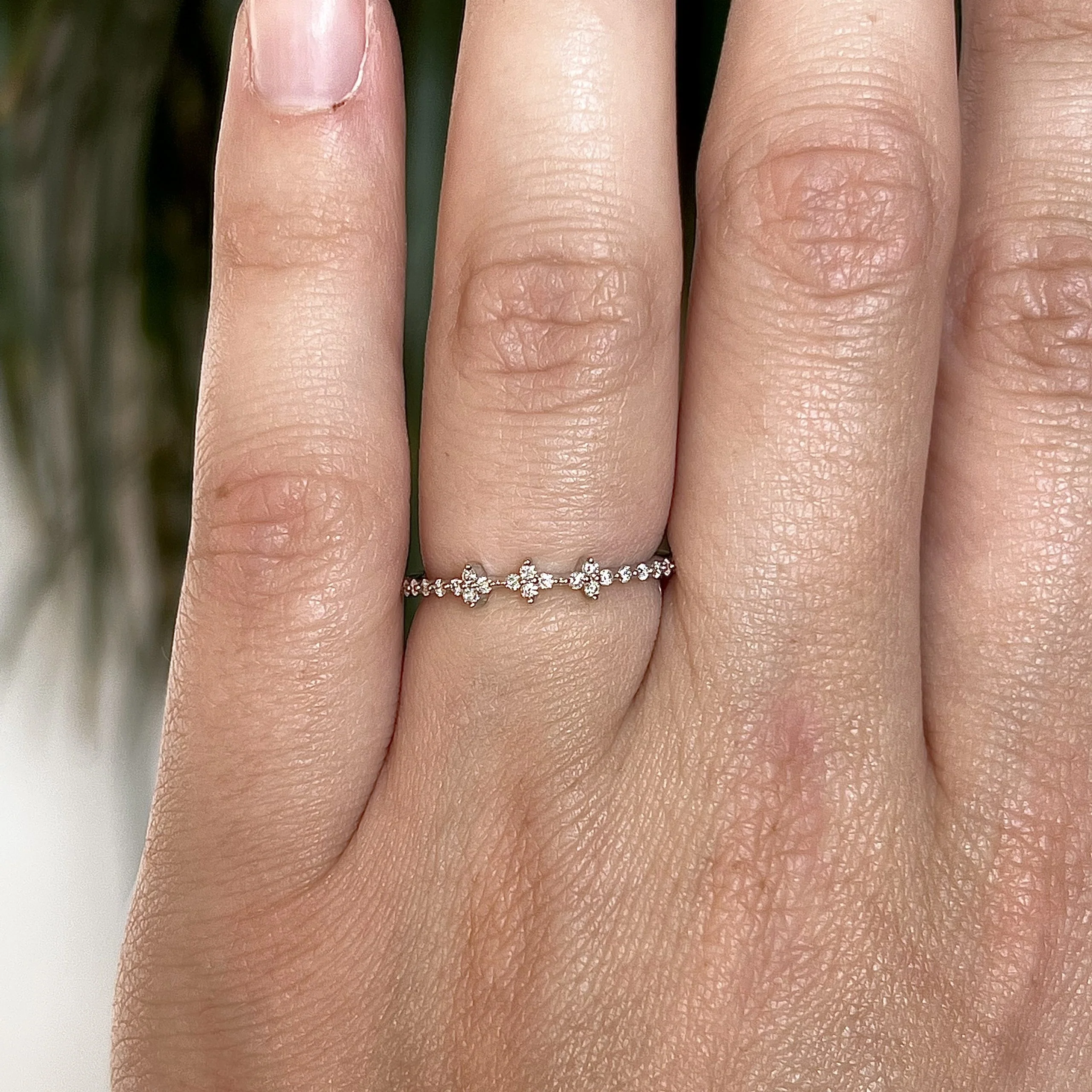 Pave Diamond Cluster Stacking Ring in 14k White Gold - Image 6