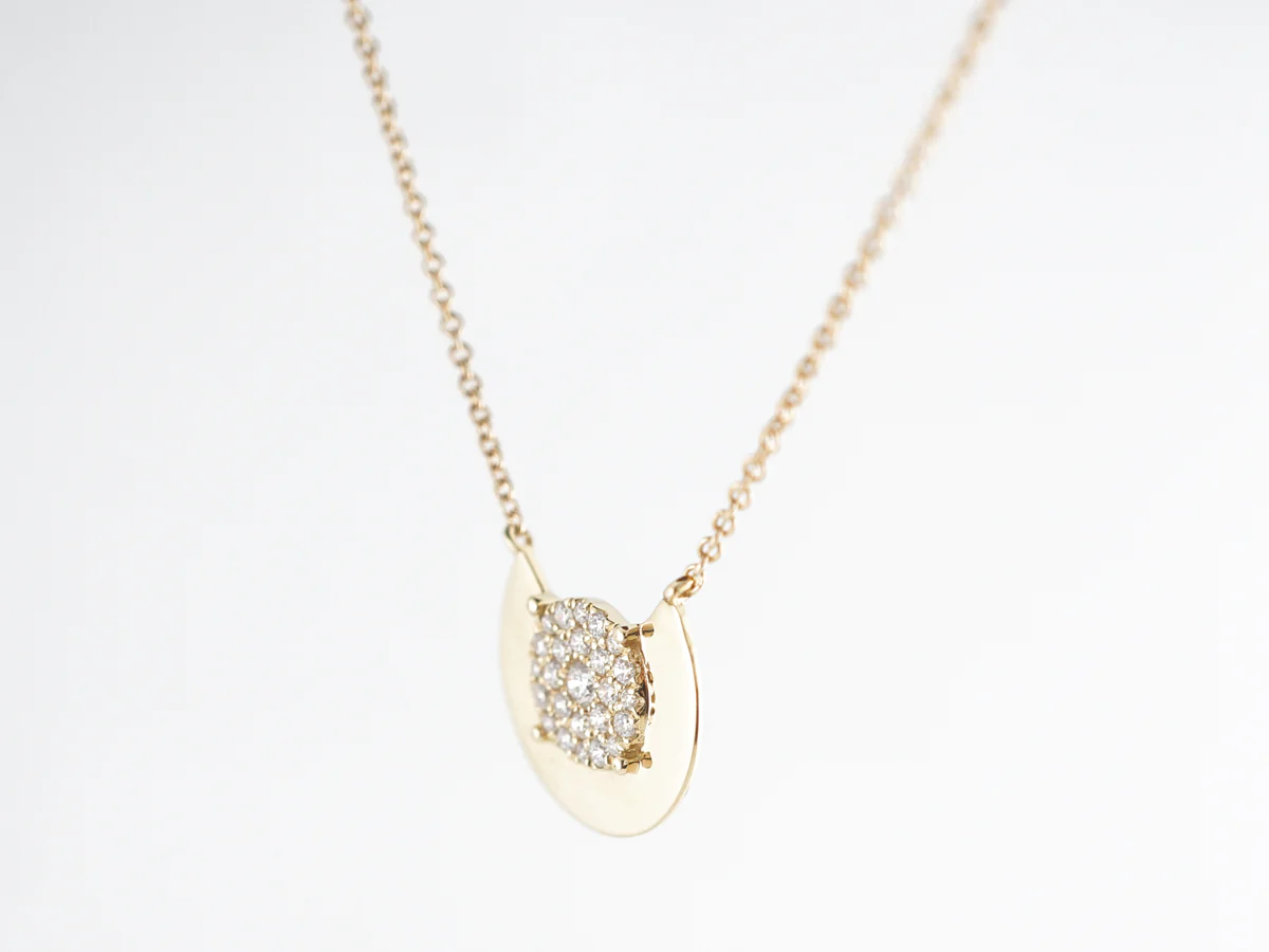 Pave Diamond Disc Pendant in 18k Yellow Gold - Image 3