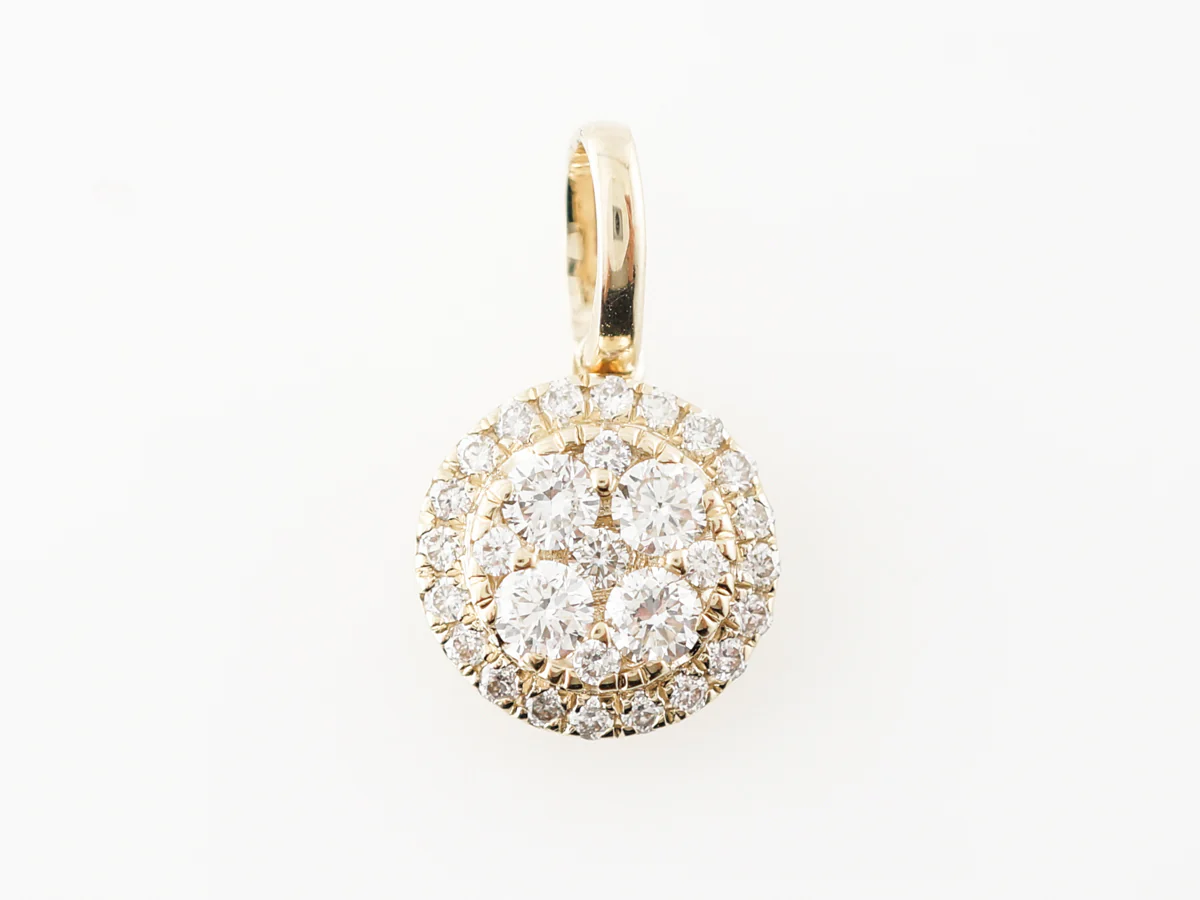 Pave Diamond Disk Pendant in 14k Yellow Gold