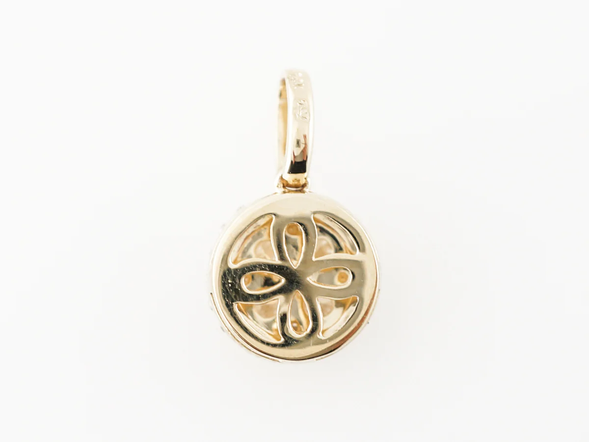 Pave Diamond Disk Pendant in 14k Yellow Gold - Image 2