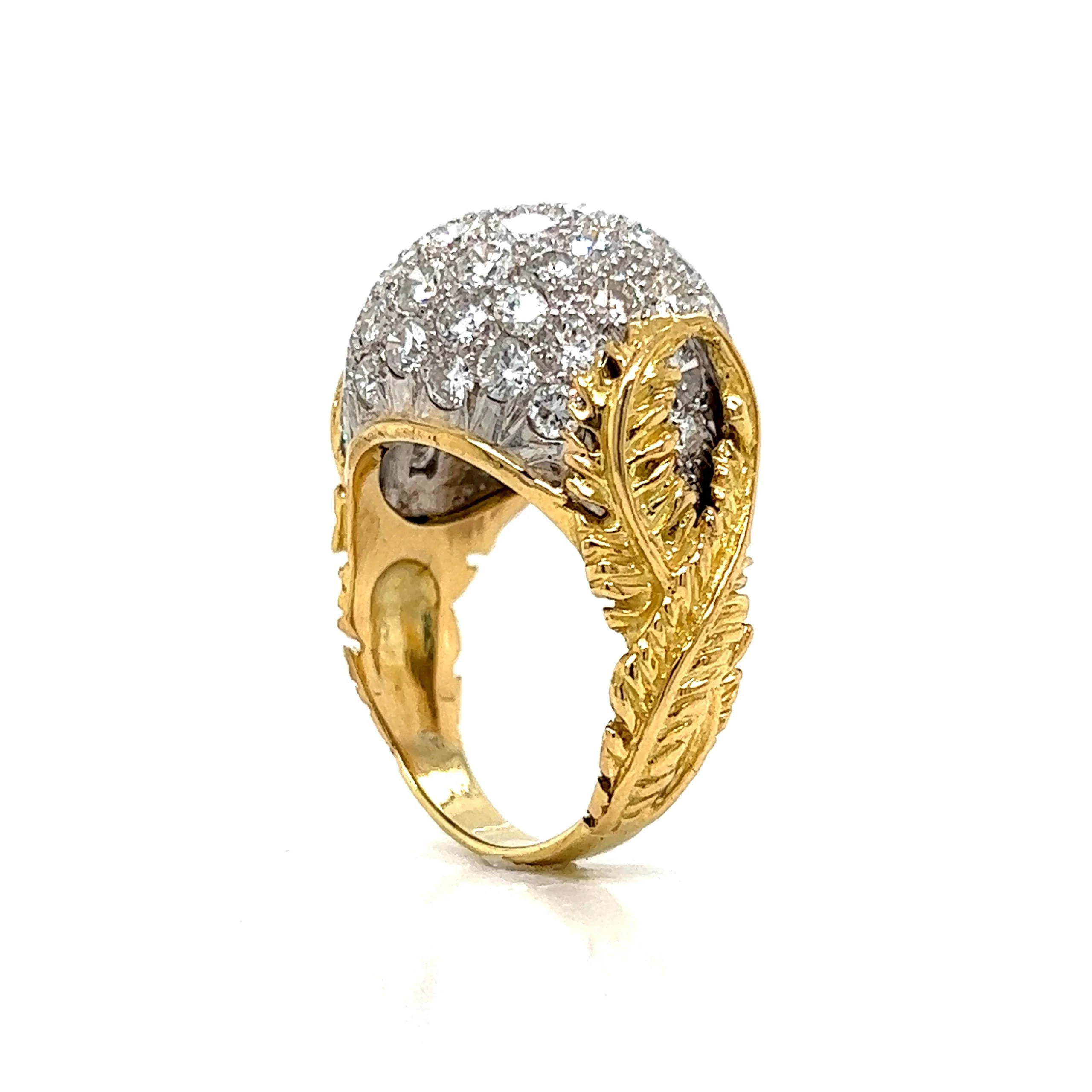 Pave Diamond Dome Cocktail Ring 18k Yellow Gold - Image 4