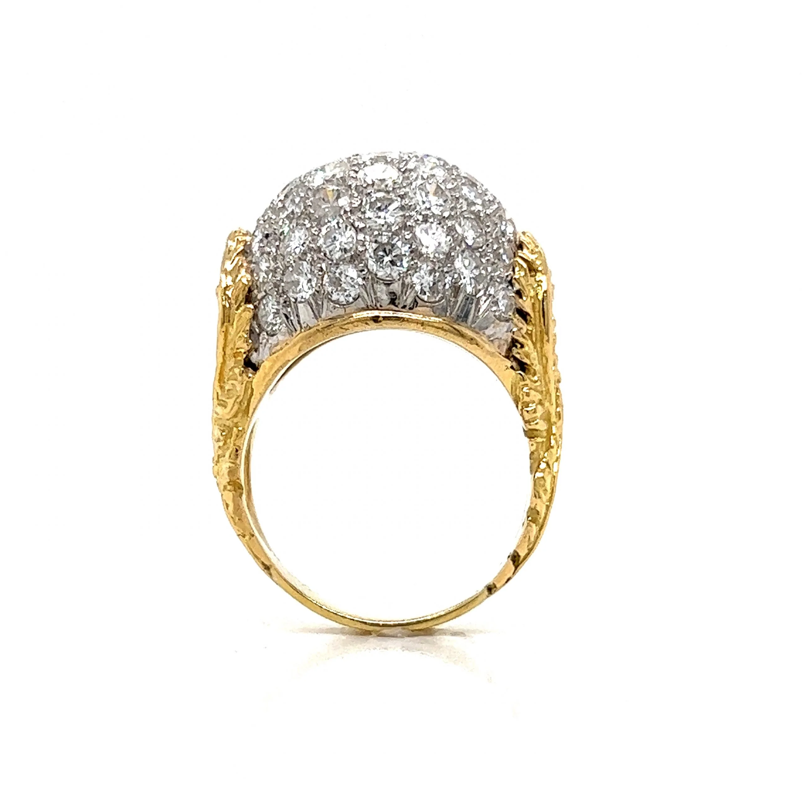 Pave Diamond Dome Cocktail Ring 18k Yellow Gold - Image 5