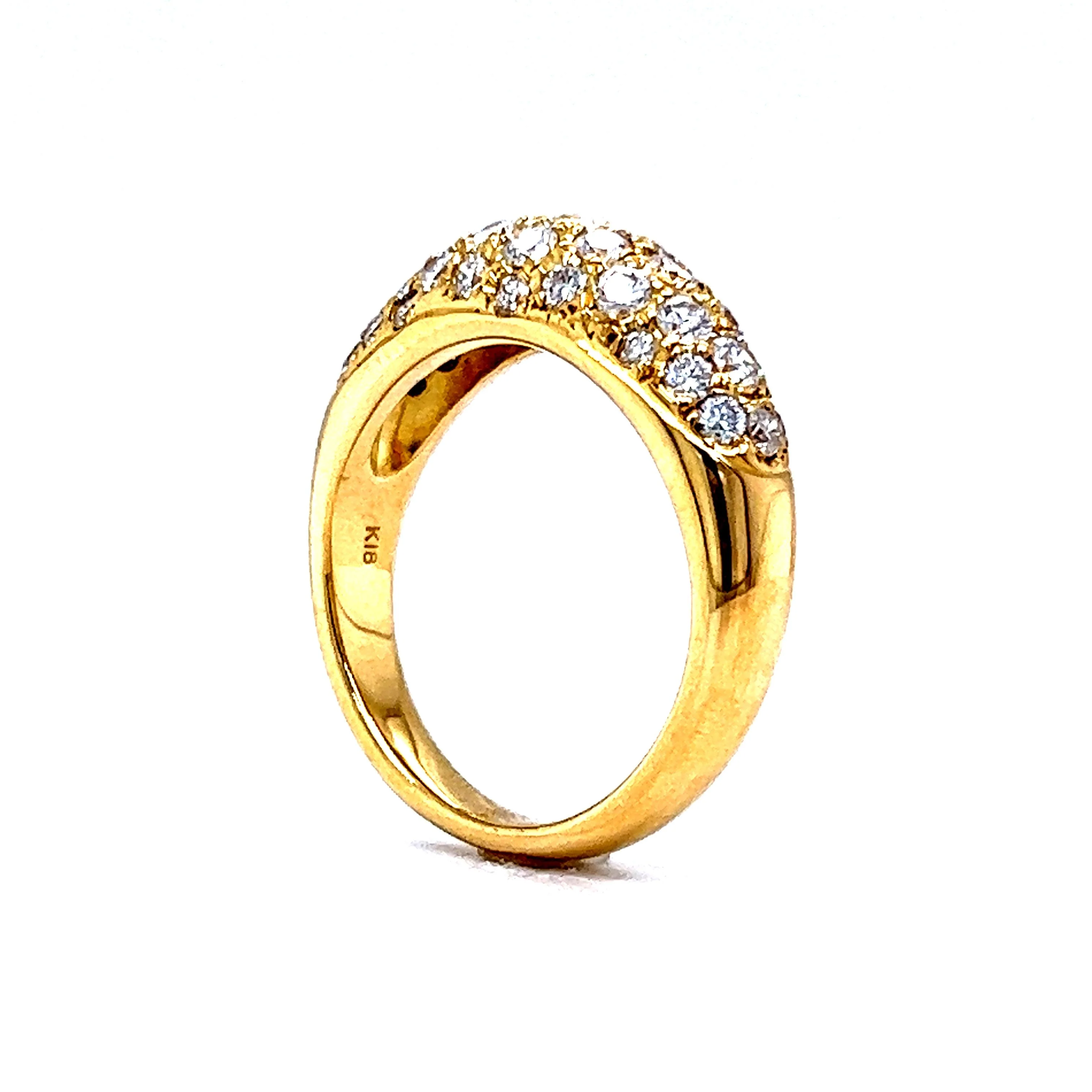 Pave Diamond Dome Stacking Ring in 18k Yellow Gold - Image 5