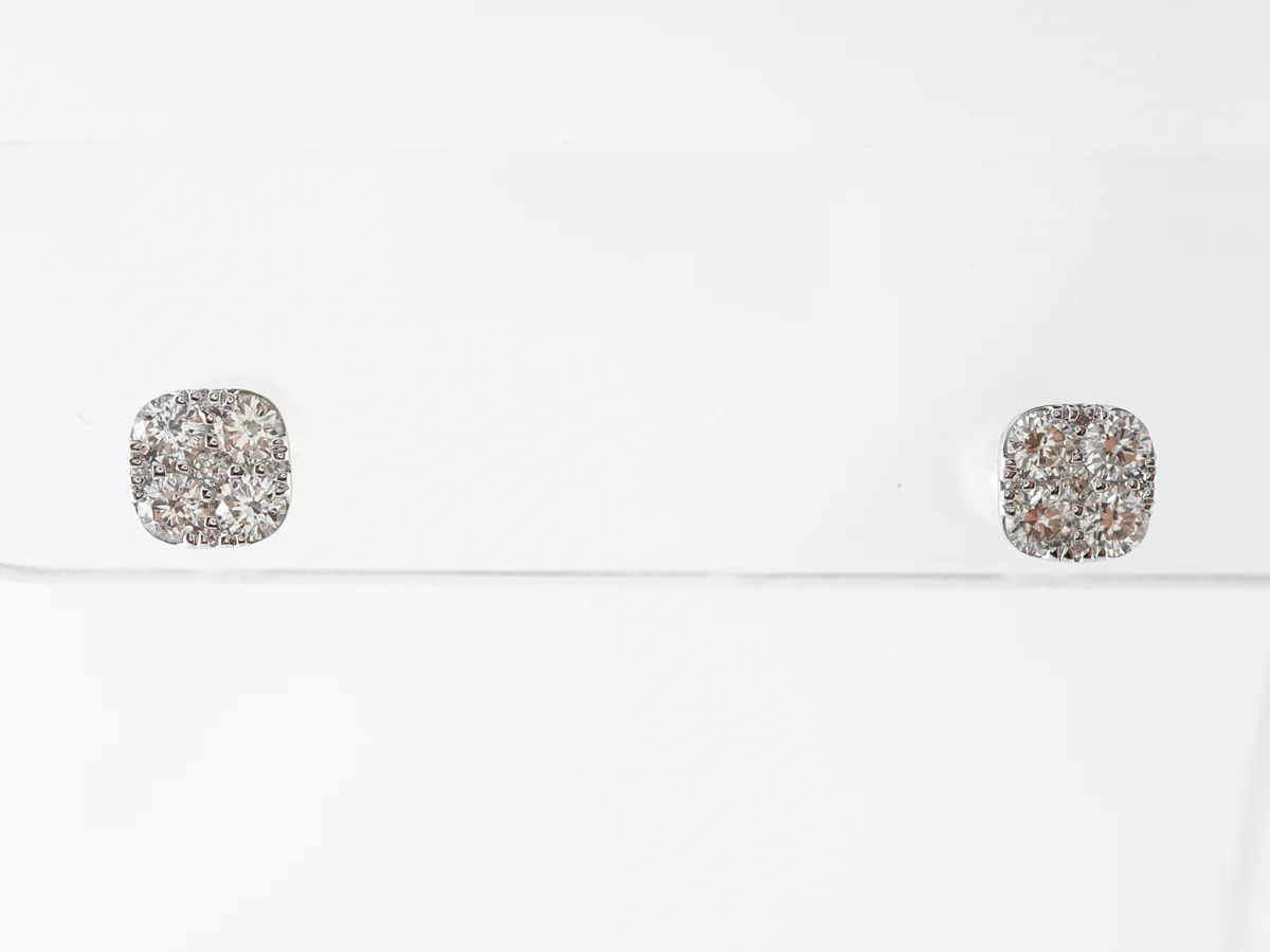 Pave Diamond Earring Studs in 14k White Gold - Image 3