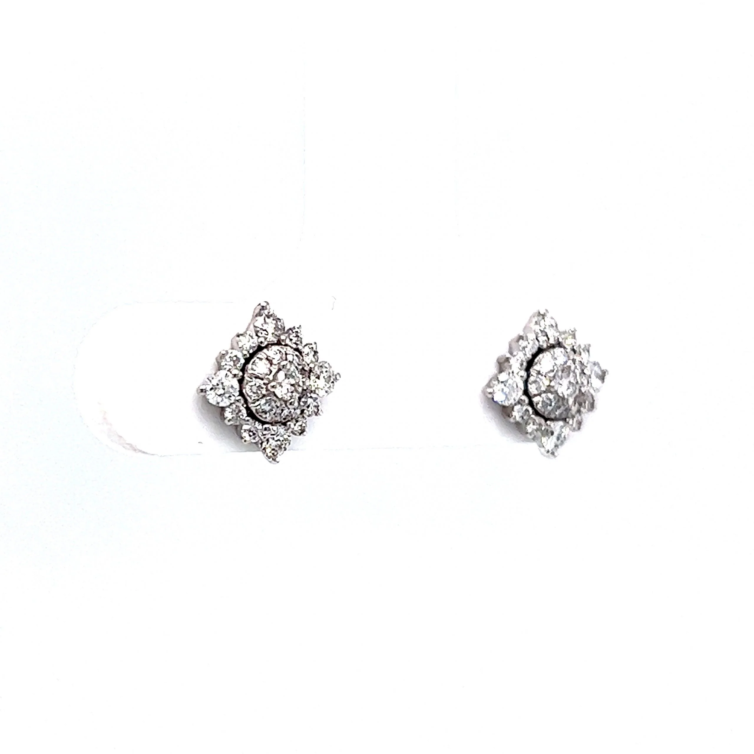 Pave Diamond Geometric Stud Earrings in 14k White Gold - Image 3