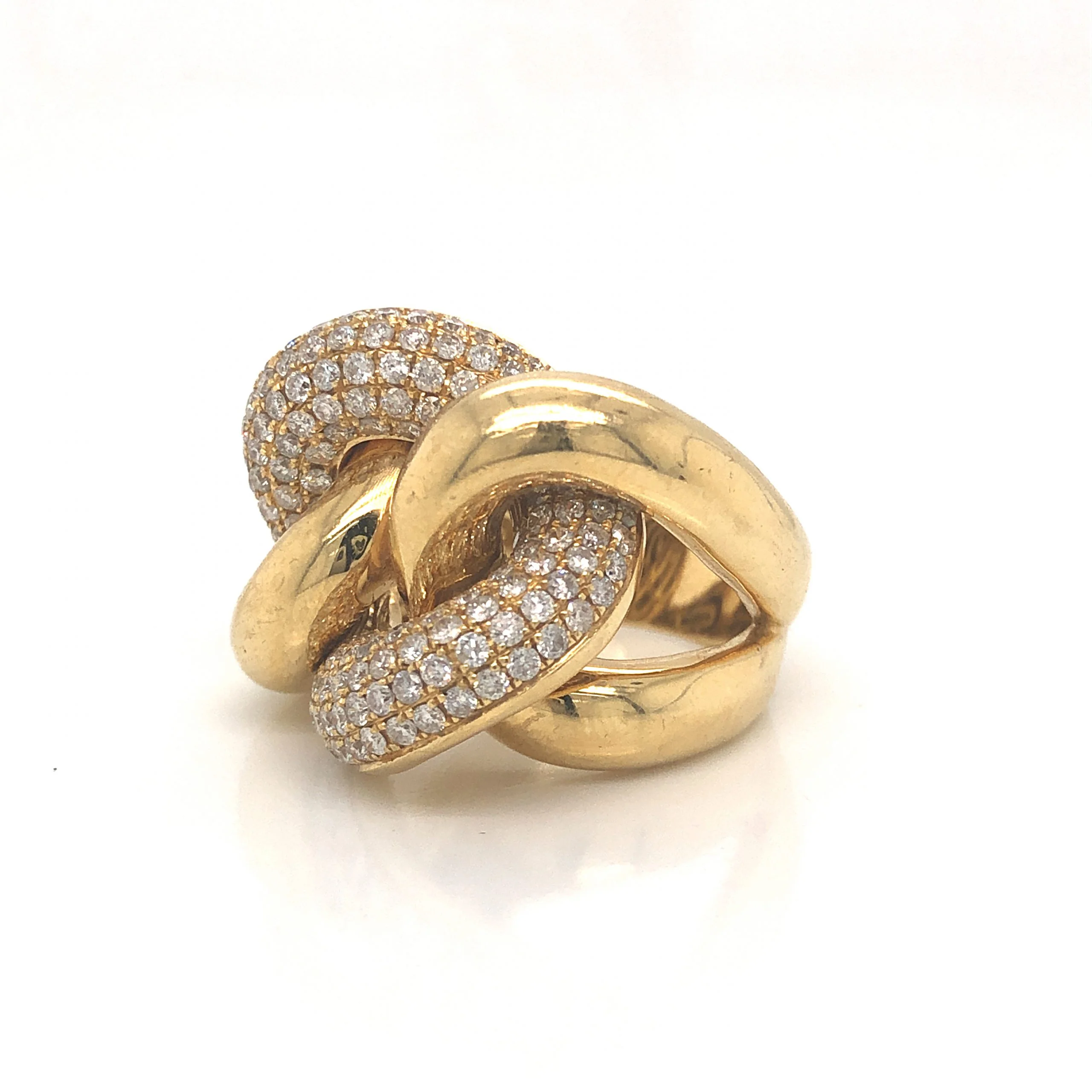Pave Diamond Knot Cocktail Ring 18k Yellow Gold - Image 2