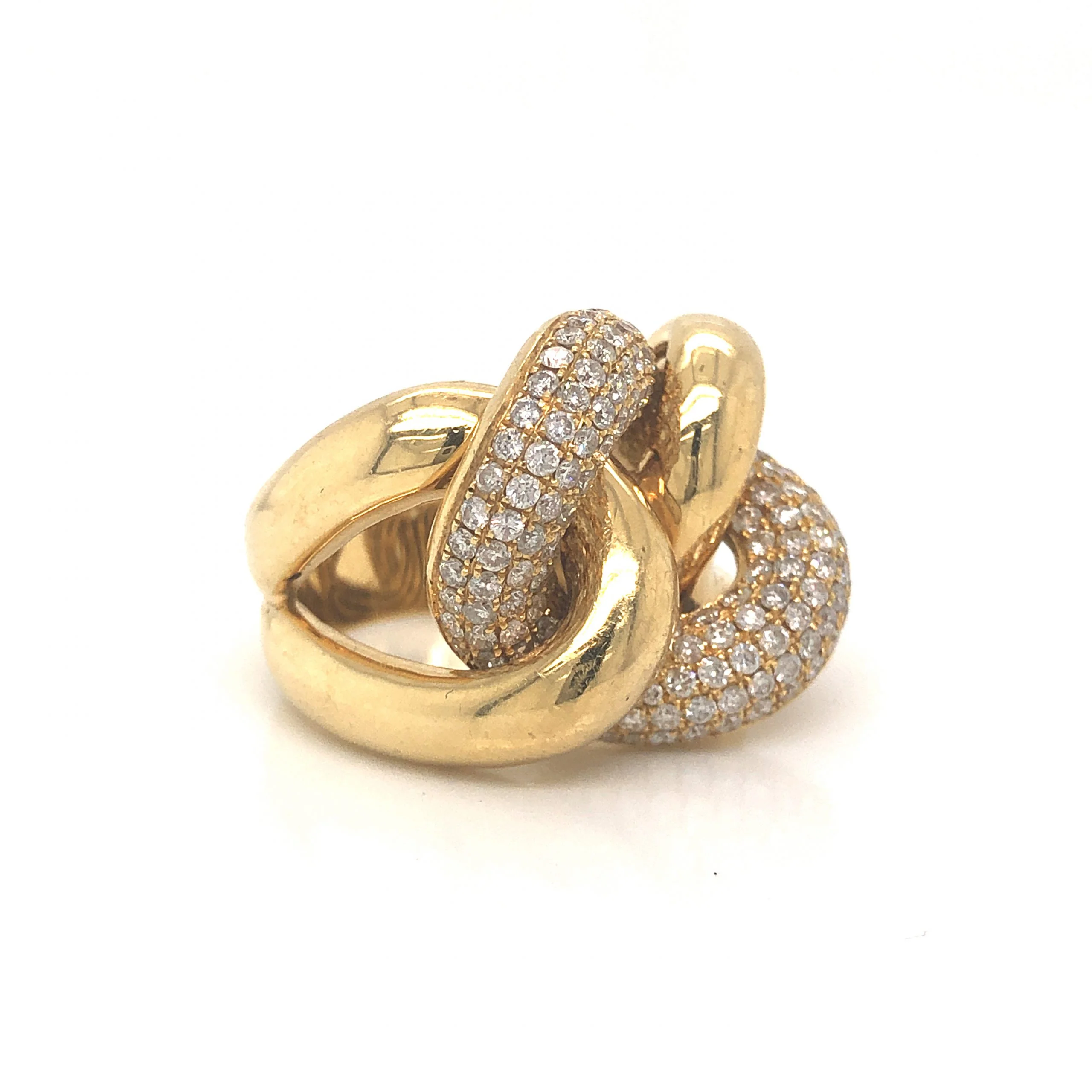 Pave Diamond Knot Cocktail Ring 18k Yellow Gold - Image 3