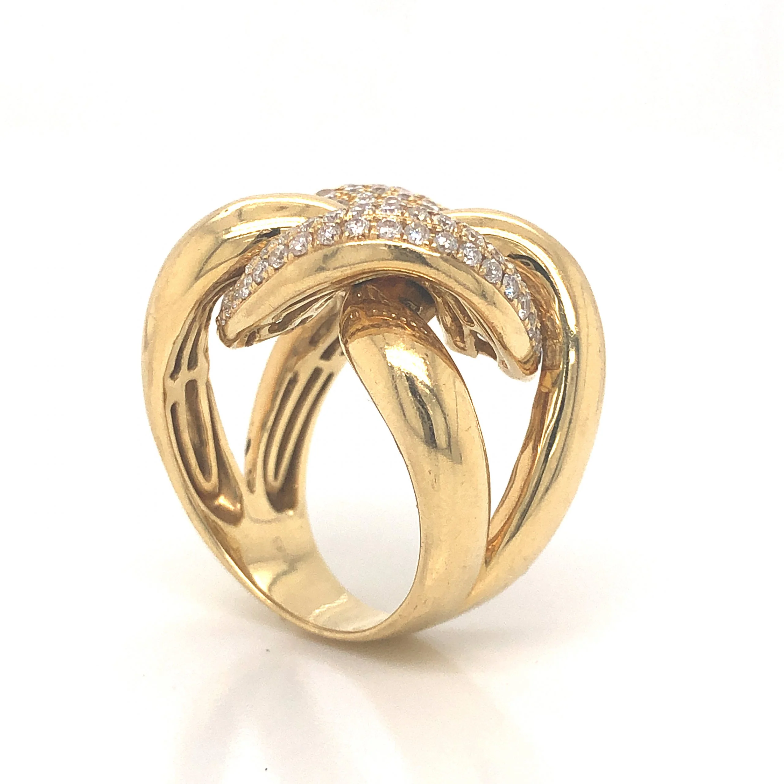 Pave Diamond Knot Cocktail Ring 18k Yellow Gold - Image 5