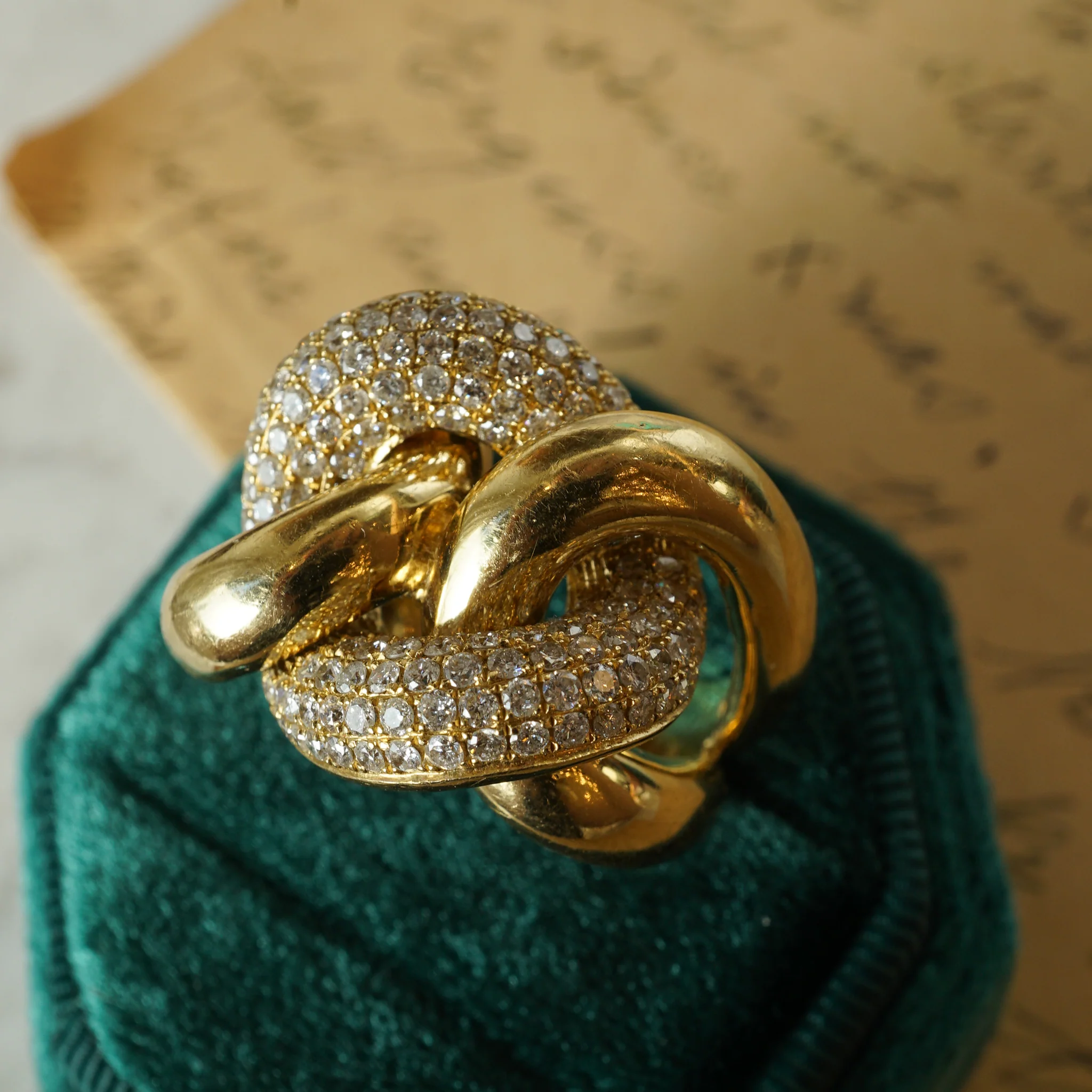 Pave Diamond Knot Cocktail Ring 18k Yellow Gold - Image 7