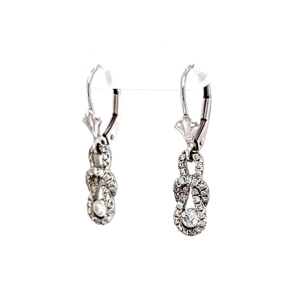 Pave Diamond Knot Earrings in 14k White Gold - Image 2