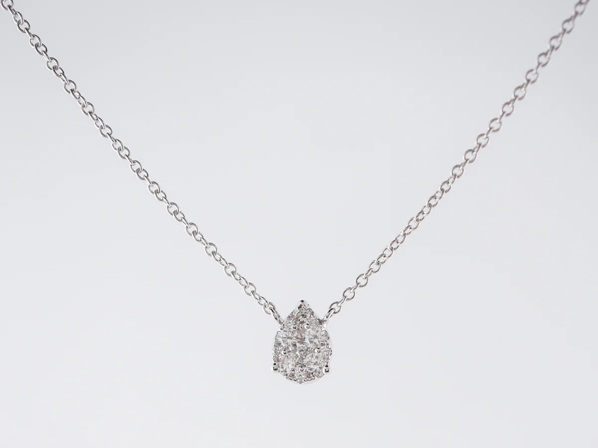 Pave Diamond Necklace in 18k White Gold - Image 2
