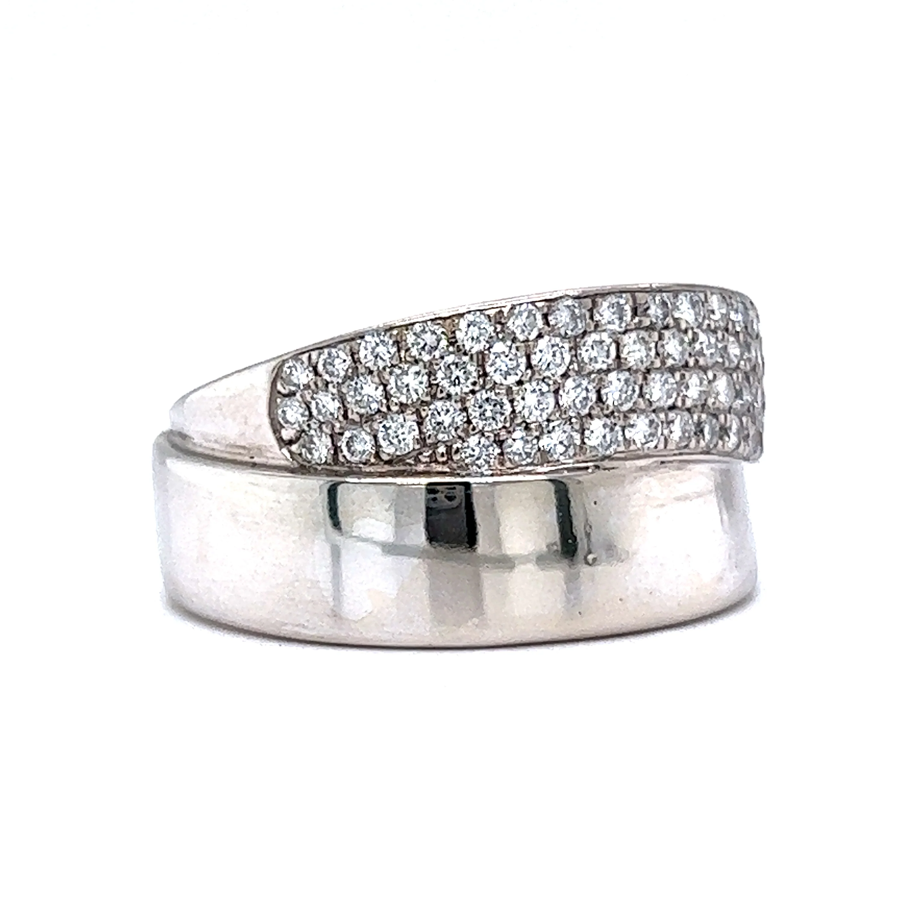 Pave Diamond Overlap Ring in 14k White Gold - Image 3