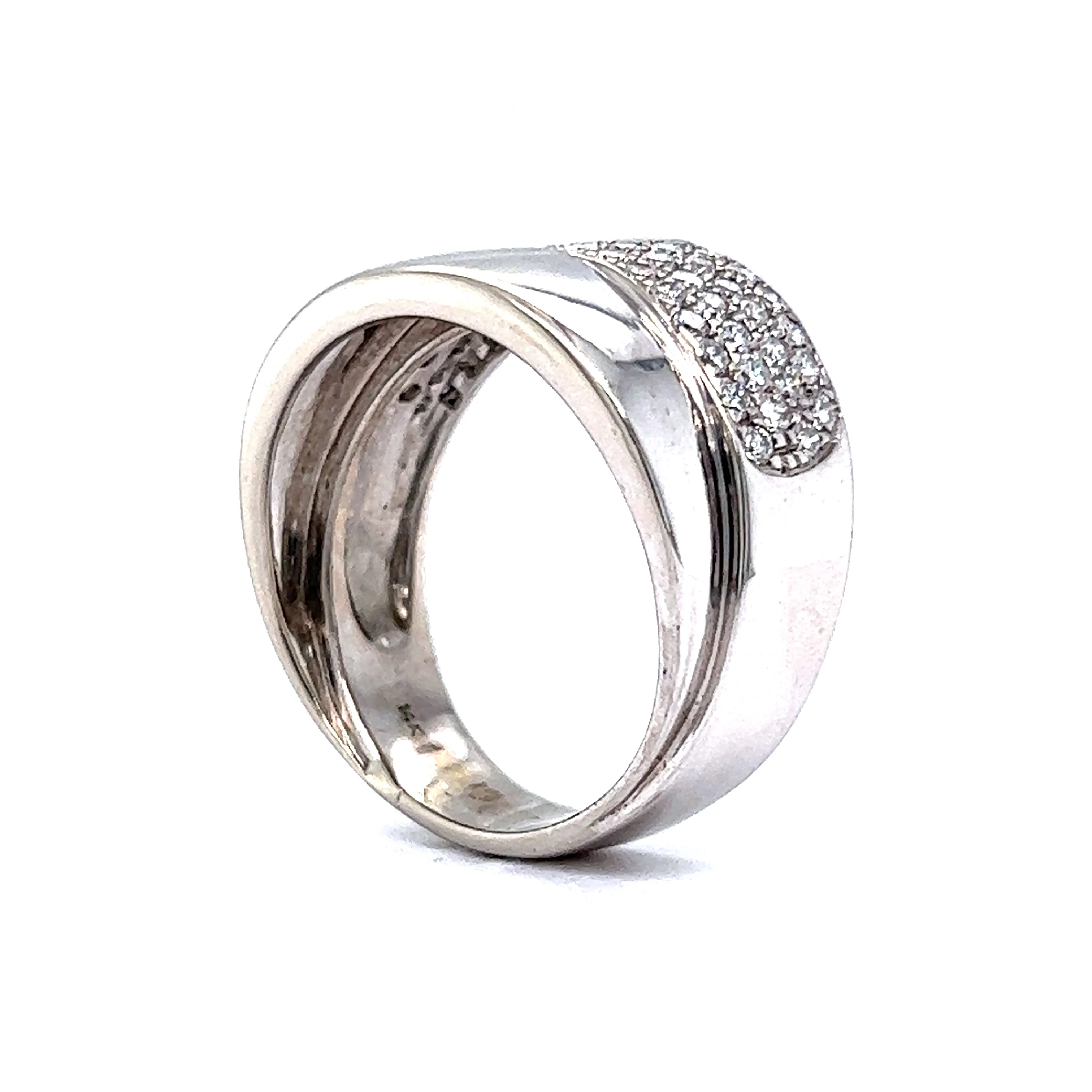 Pave Diamond Overlap Ring in 14k White Gold - Image 5