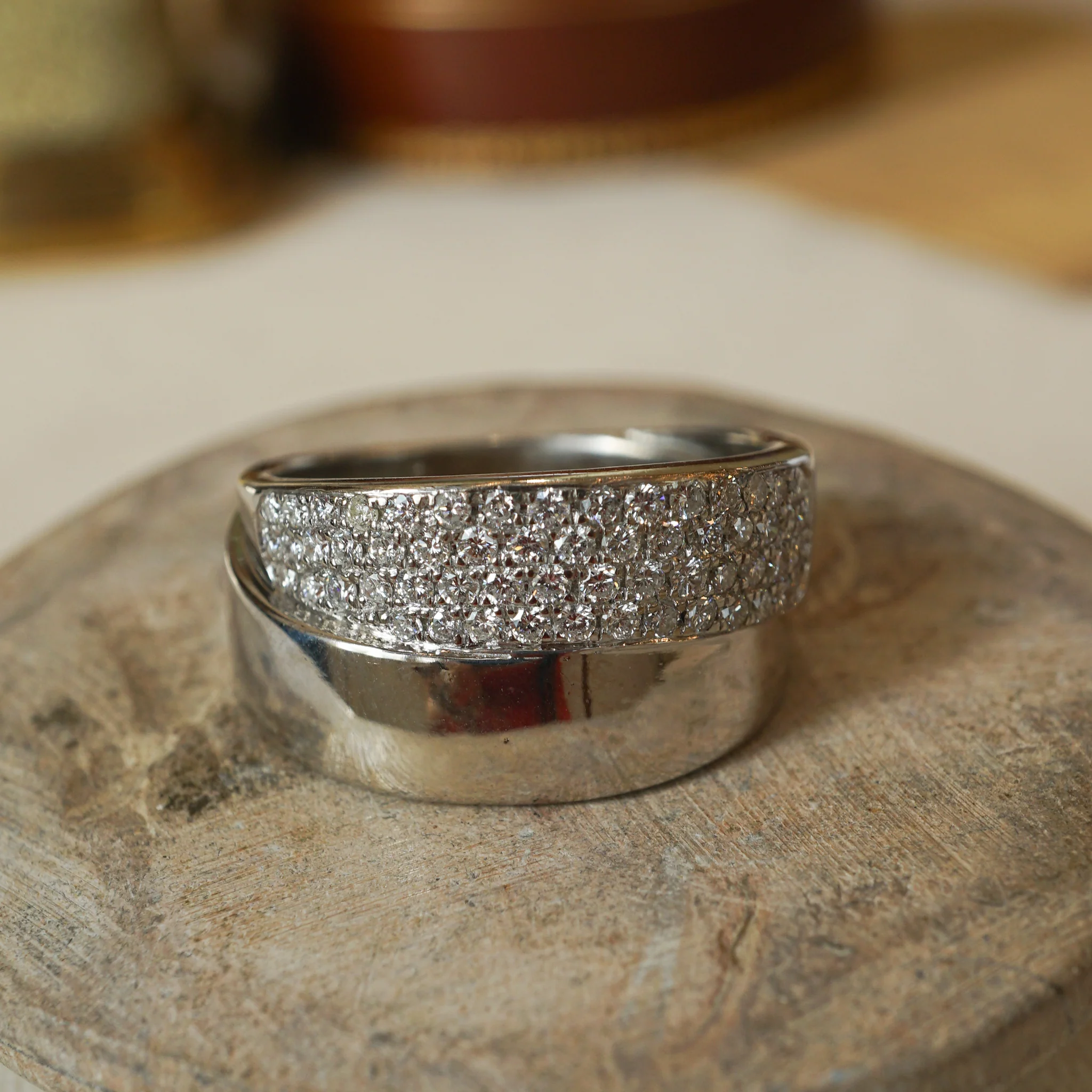 Pave Diamond Overlap Ring in 14k White Gold - Image 7