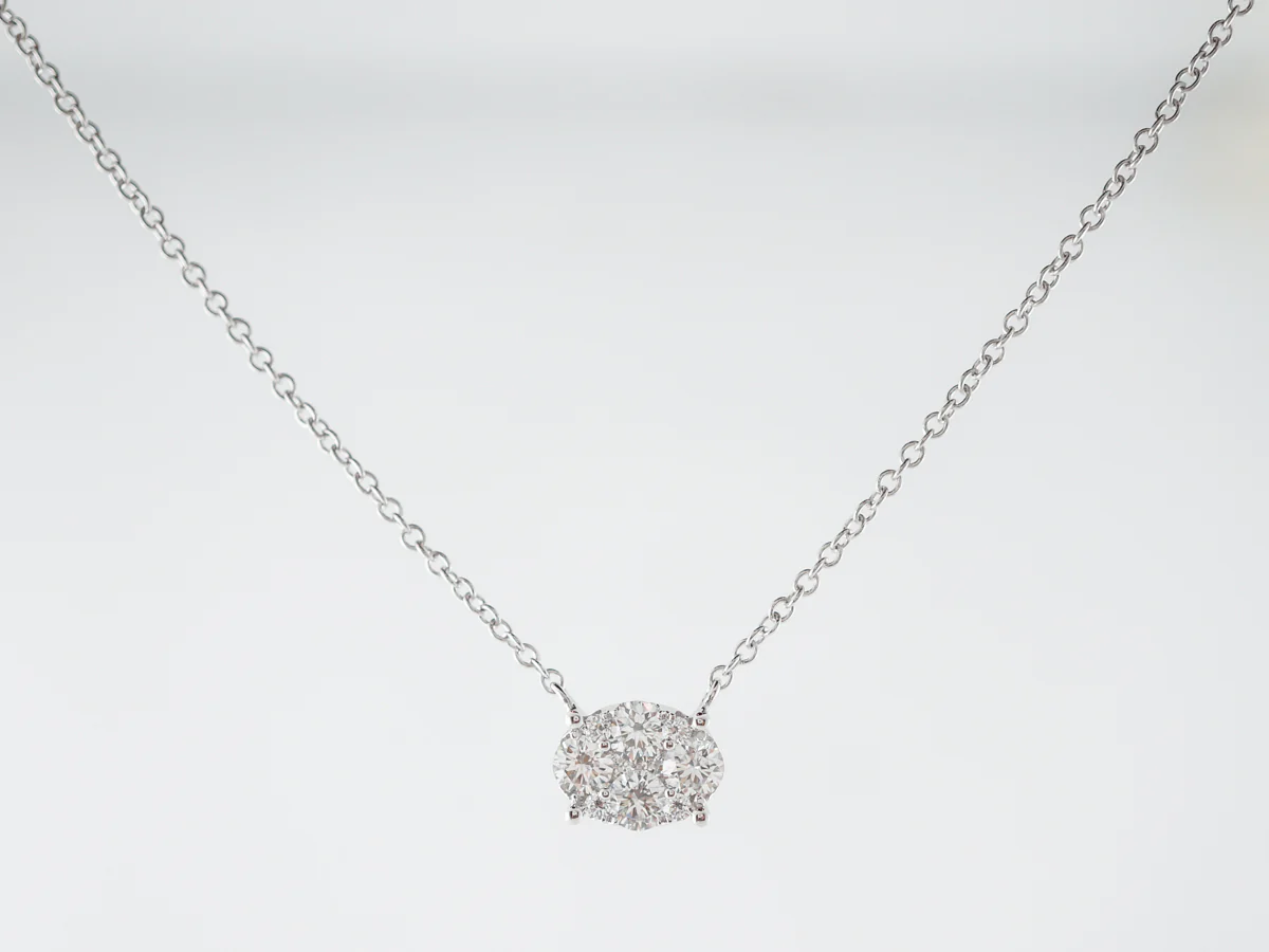 Pave Diamond Pendant in 18k White Gold