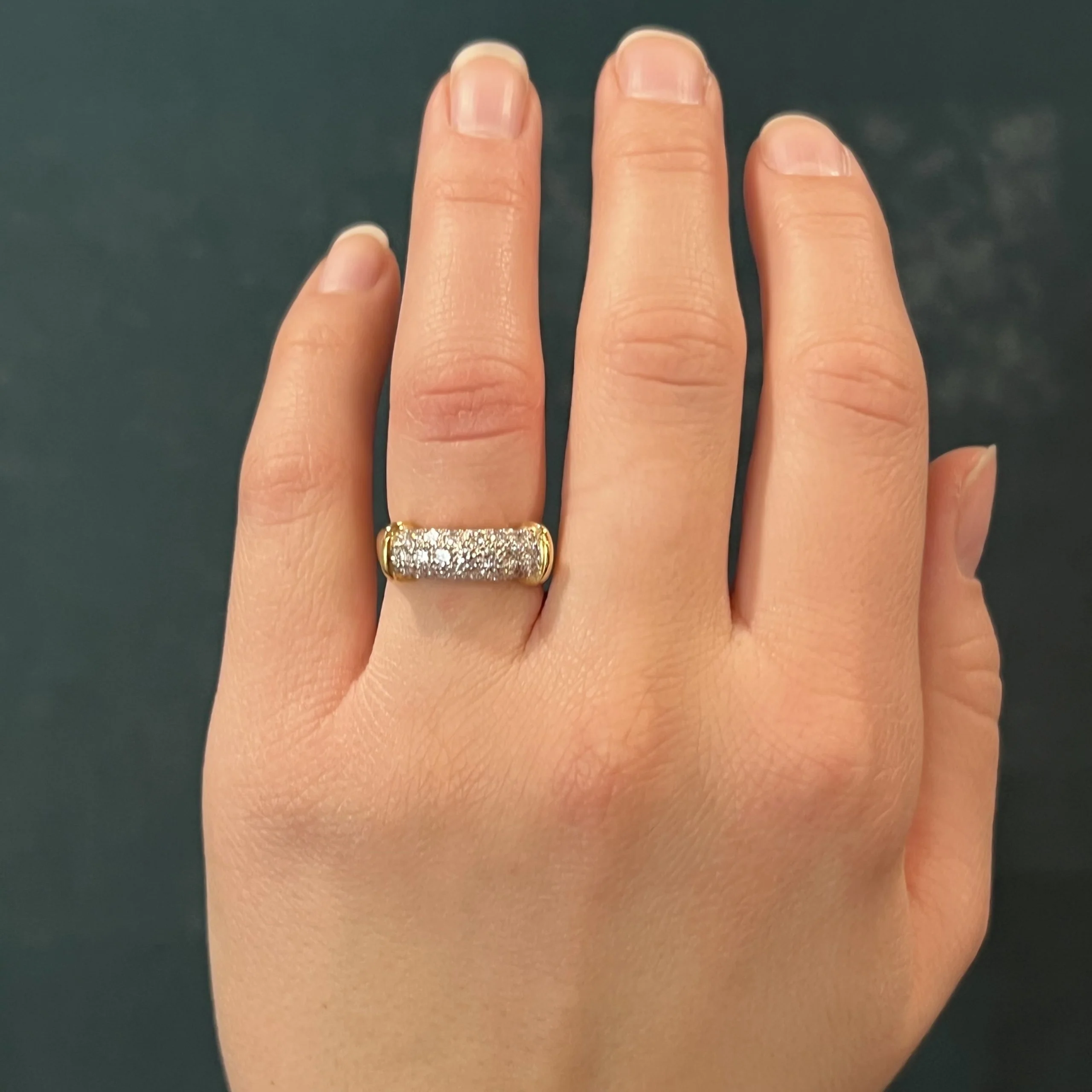 Pave Diamond Sectioned Cocktail Ring in 18k & Platinum - Image 6