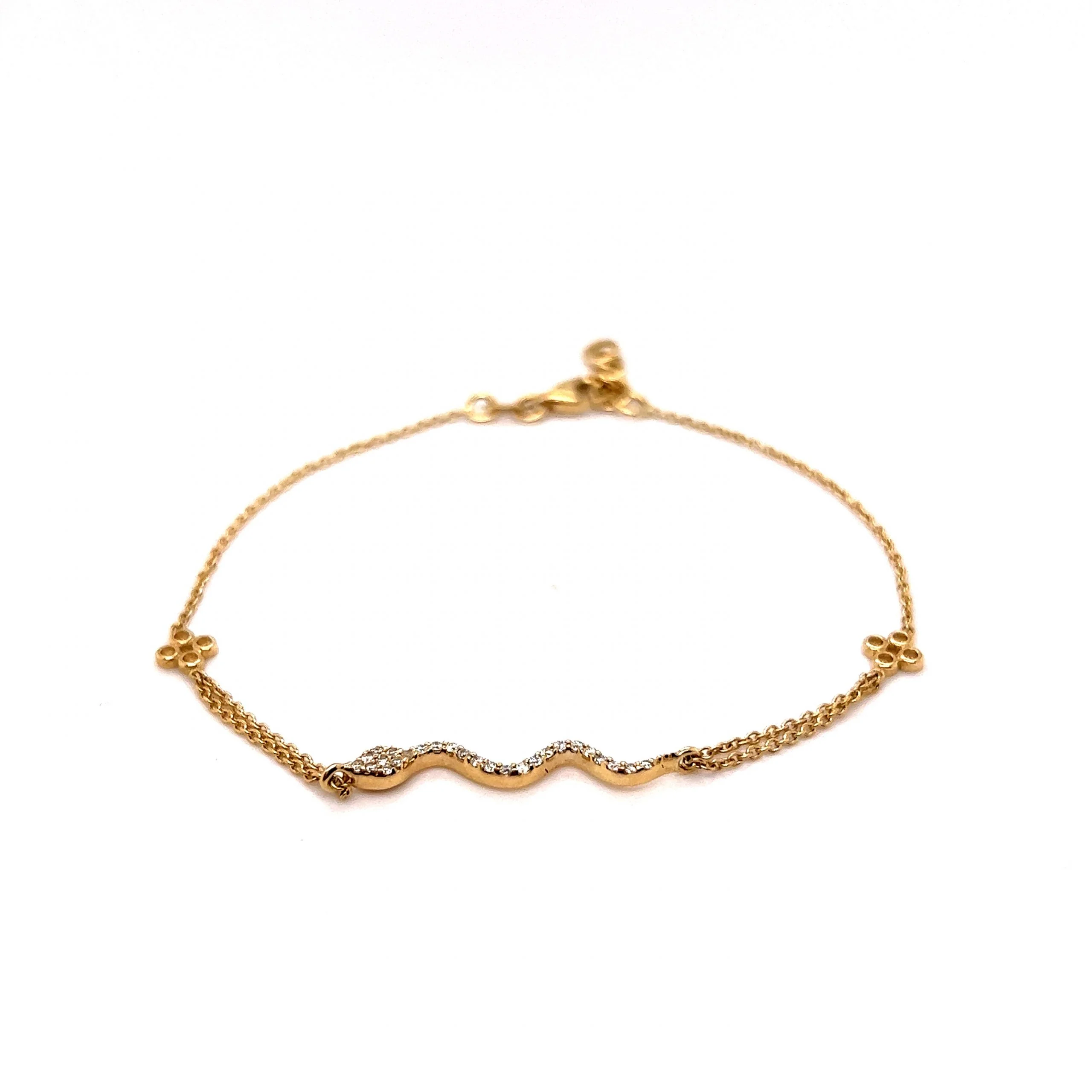 Pave Diamond Snake Chain Bracelet in 14k Yellow Gold - Image 2