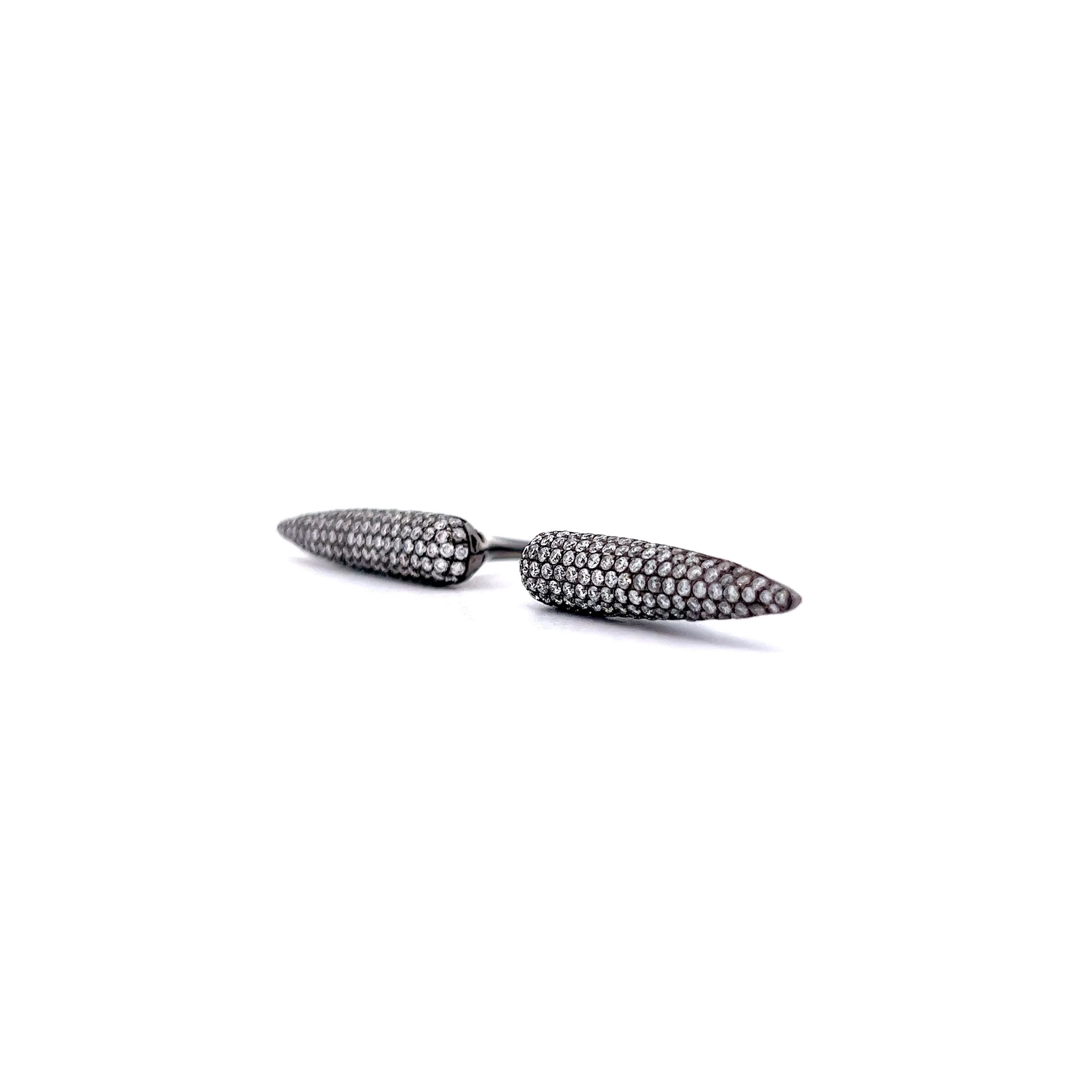 Pave Diamond Spike Cocktail Ring in 18k White Gold - Image 2