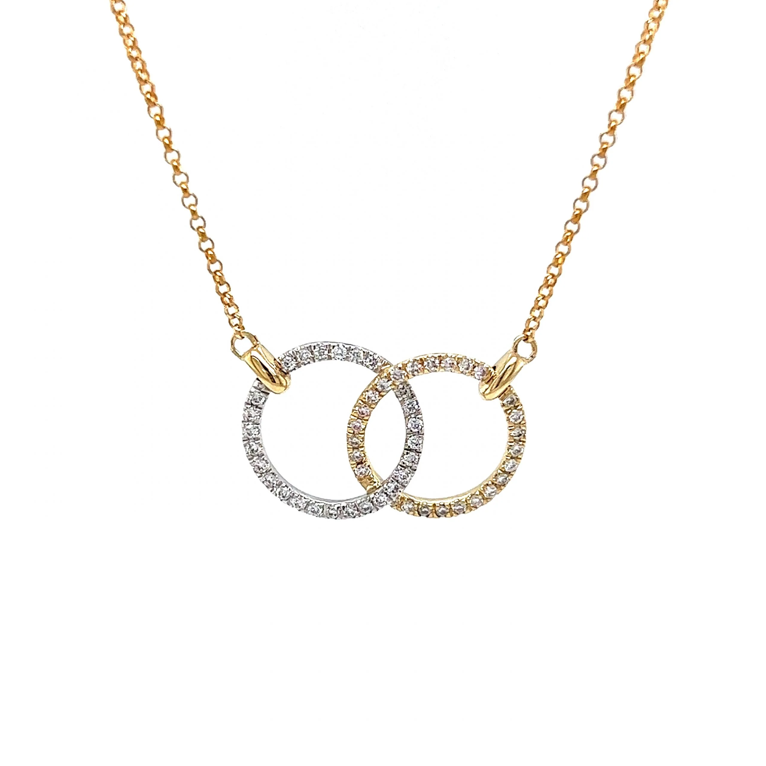 Pave Diamond Unity Pendant Necklace in 14k Yellow Gold - Image 2