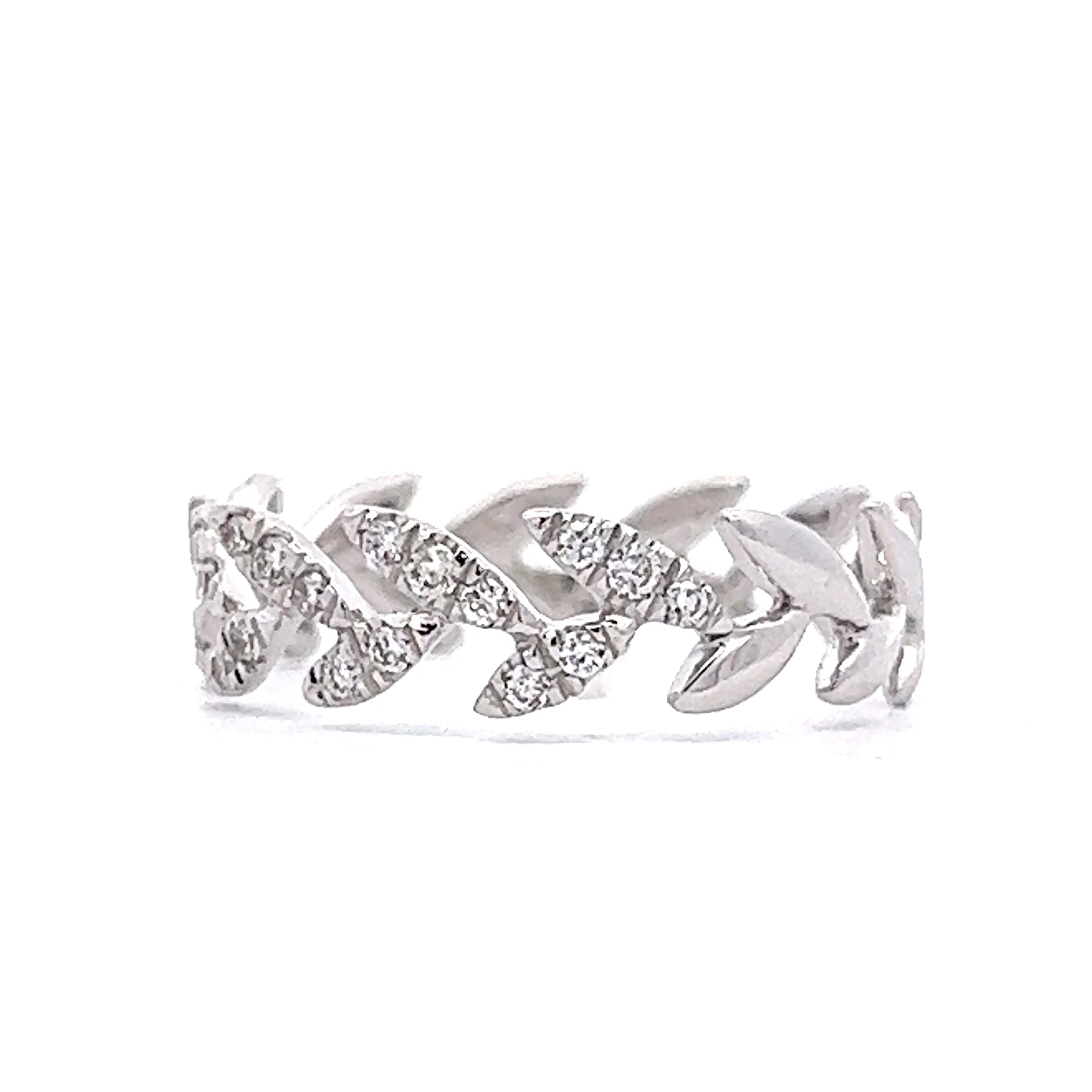 Pave Diamond Vine Stacking Ring in 14k White Gold - Image 2