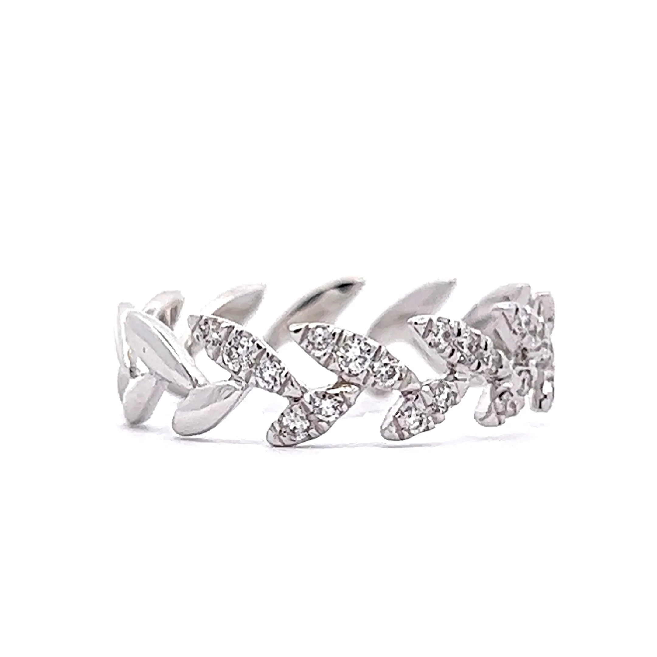 Pave Diamond Vine Stacking Ring in 14k White Gold - Image 3