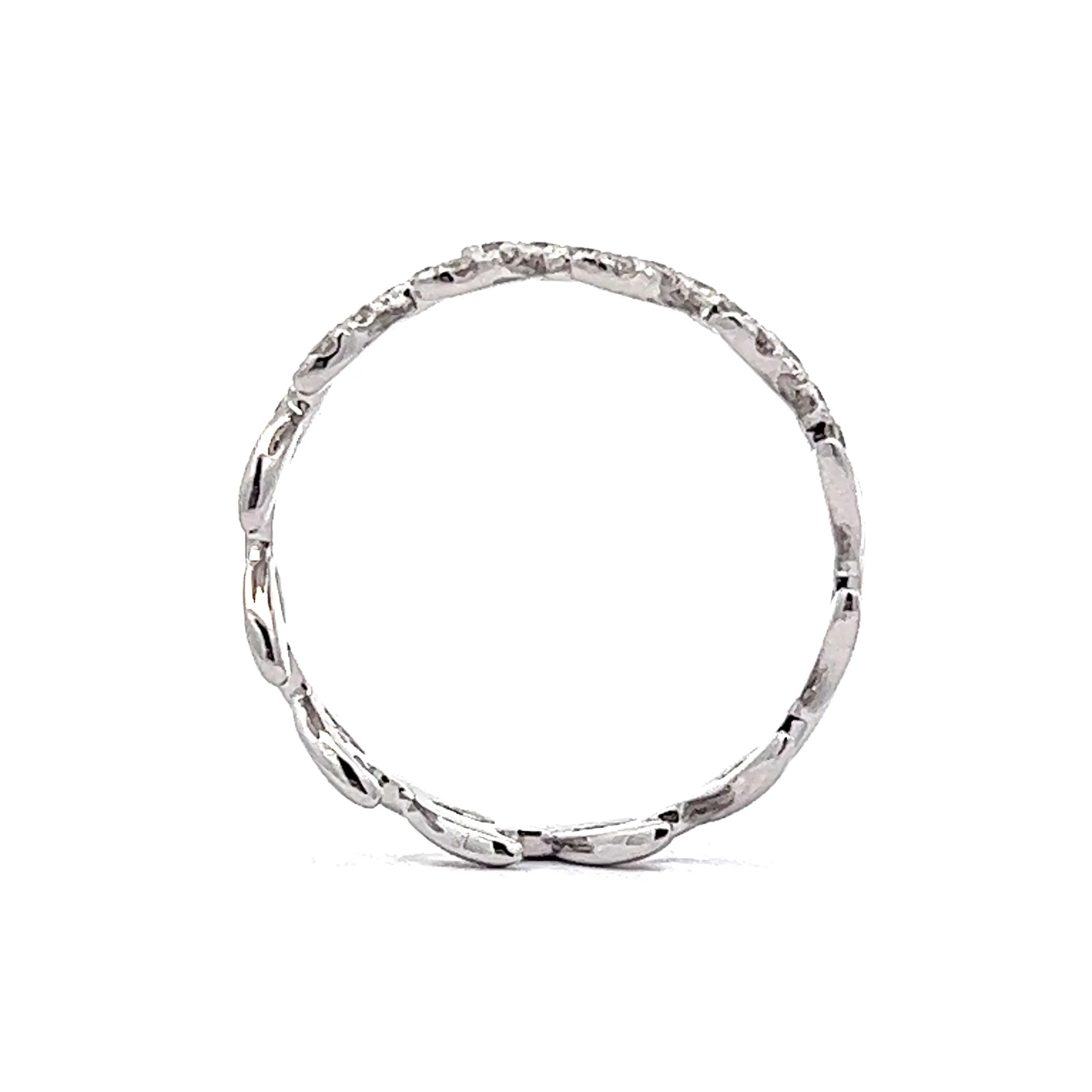 Pave Diamond Vine Stacking Ring in 14k White Gold - Image 4