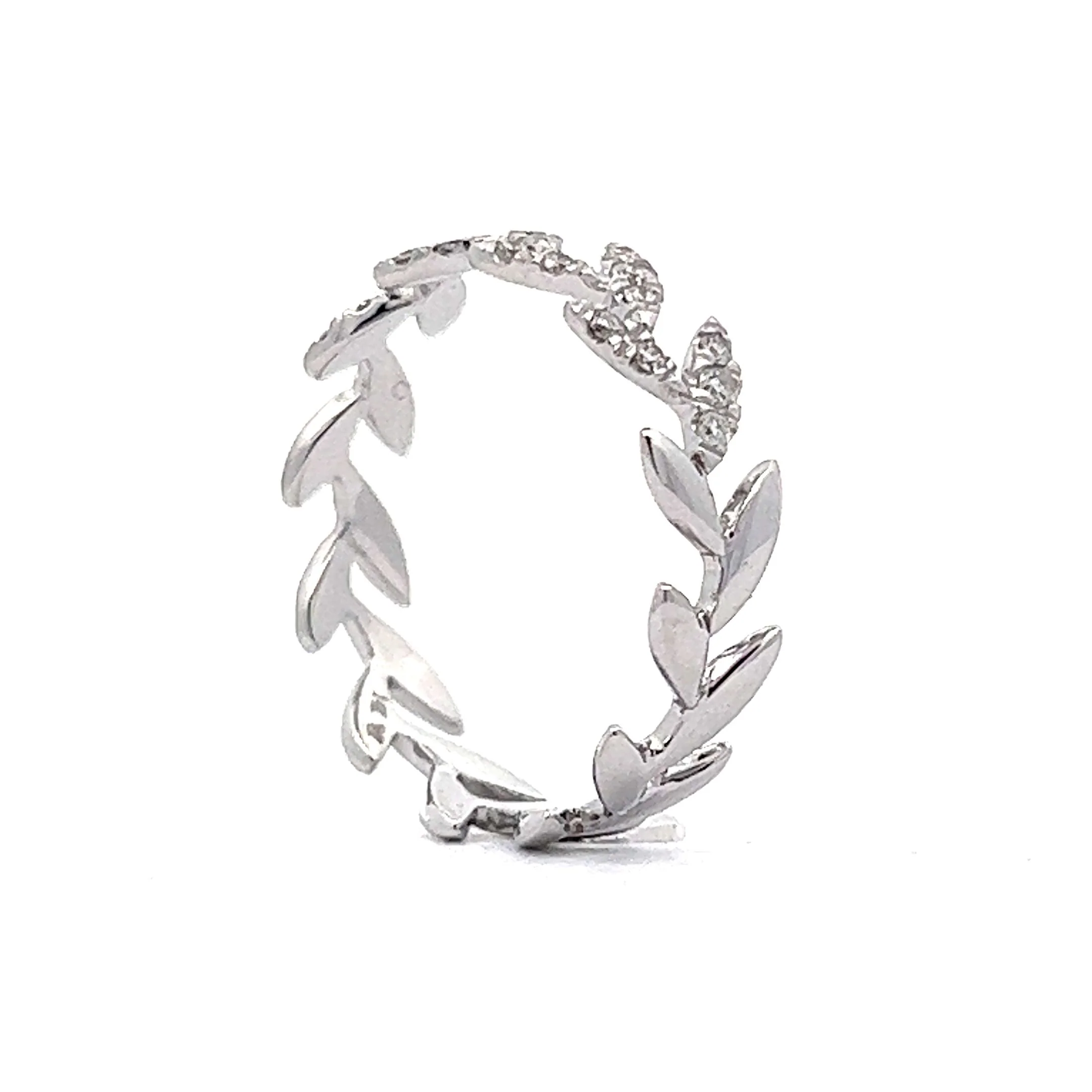 Pave Diamond Vine Stacking Ring in 14k White Gold - Image 5