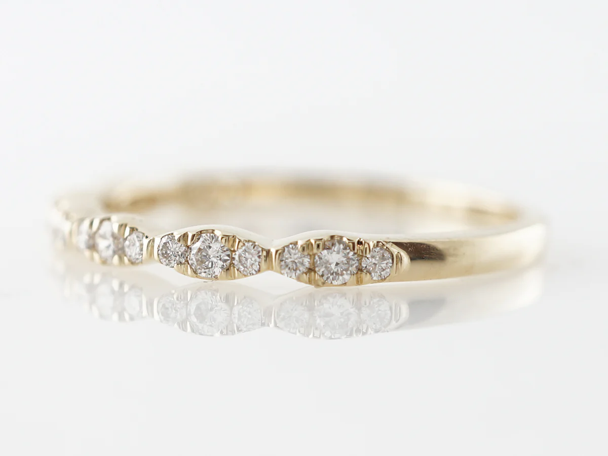 Pave Diamond Wedding Band in 14k Yellow Gold - Image 2