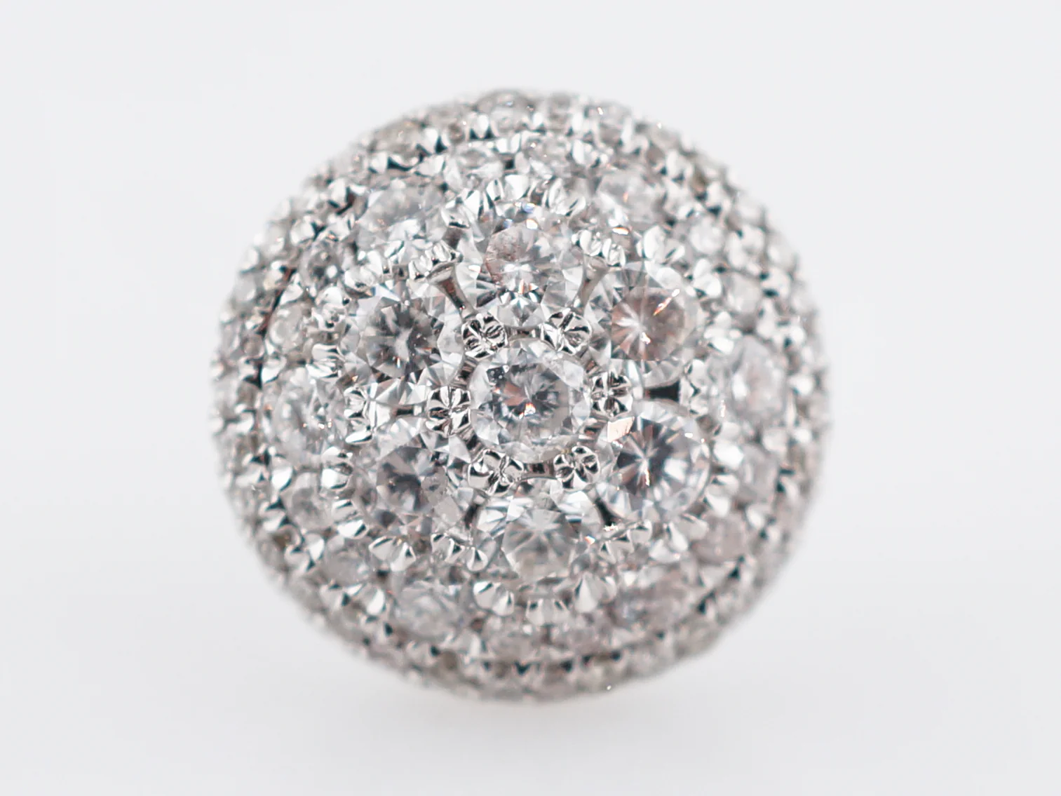 Pave Disc Earrings Modern 1.55 Round Brilliant Cut Diamonds in 14k White Gold - Image 4
