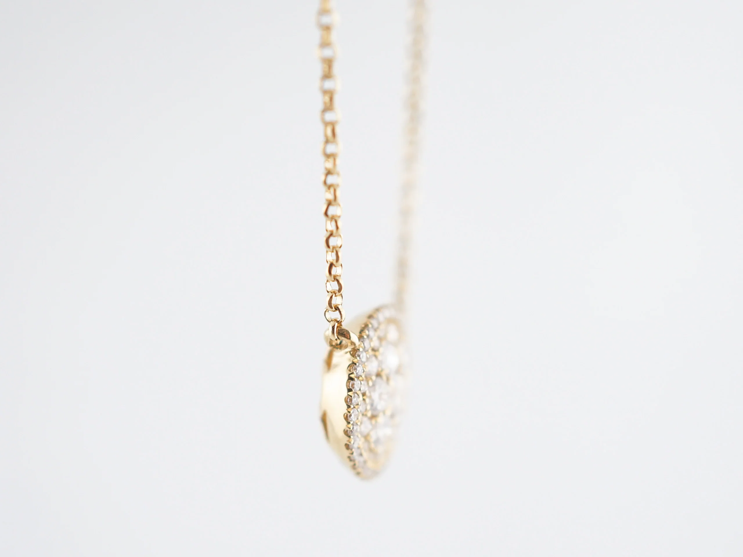 Pave Disc Necklace Modern .44 Round Brilliant Cut Diamonds in 18k Yellow Gold - Image 3