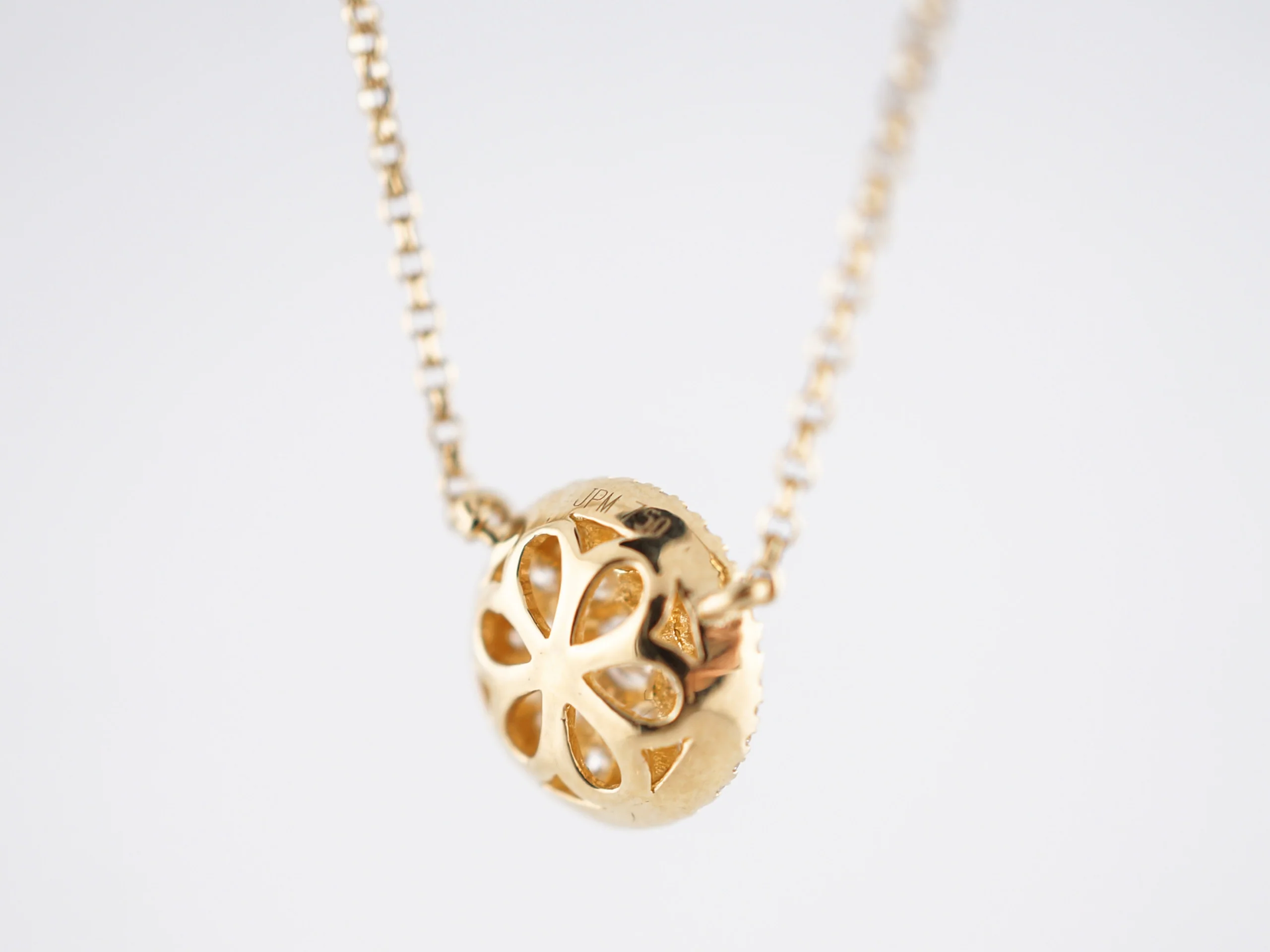 Pave Disc Necklace Modern .44 Round Brilliant Cut Diamonds in 18k Yellow Gold - Image 4