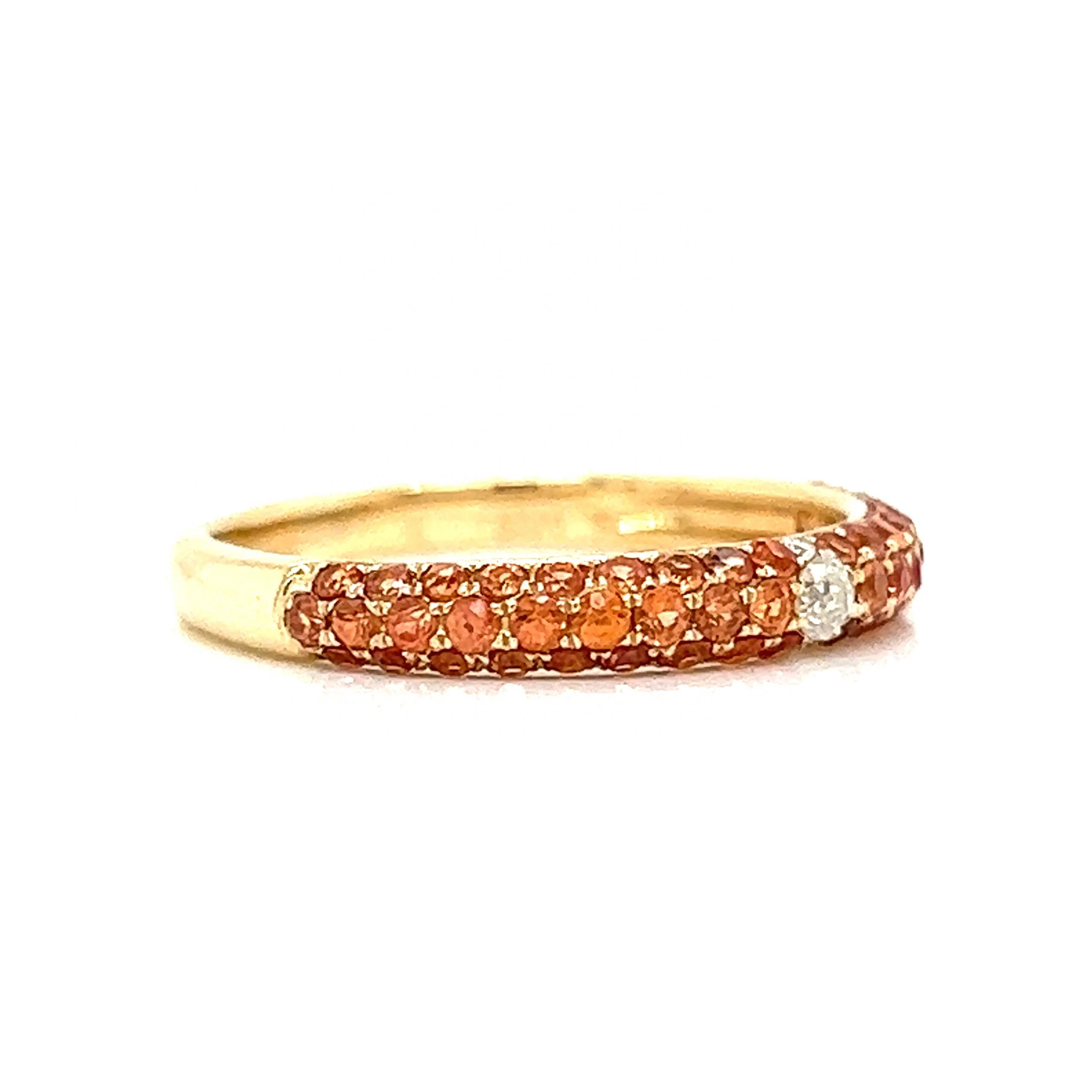 Pave Orange Sapphire & Diamond Band in 14k Yellow Gold - Image 3
