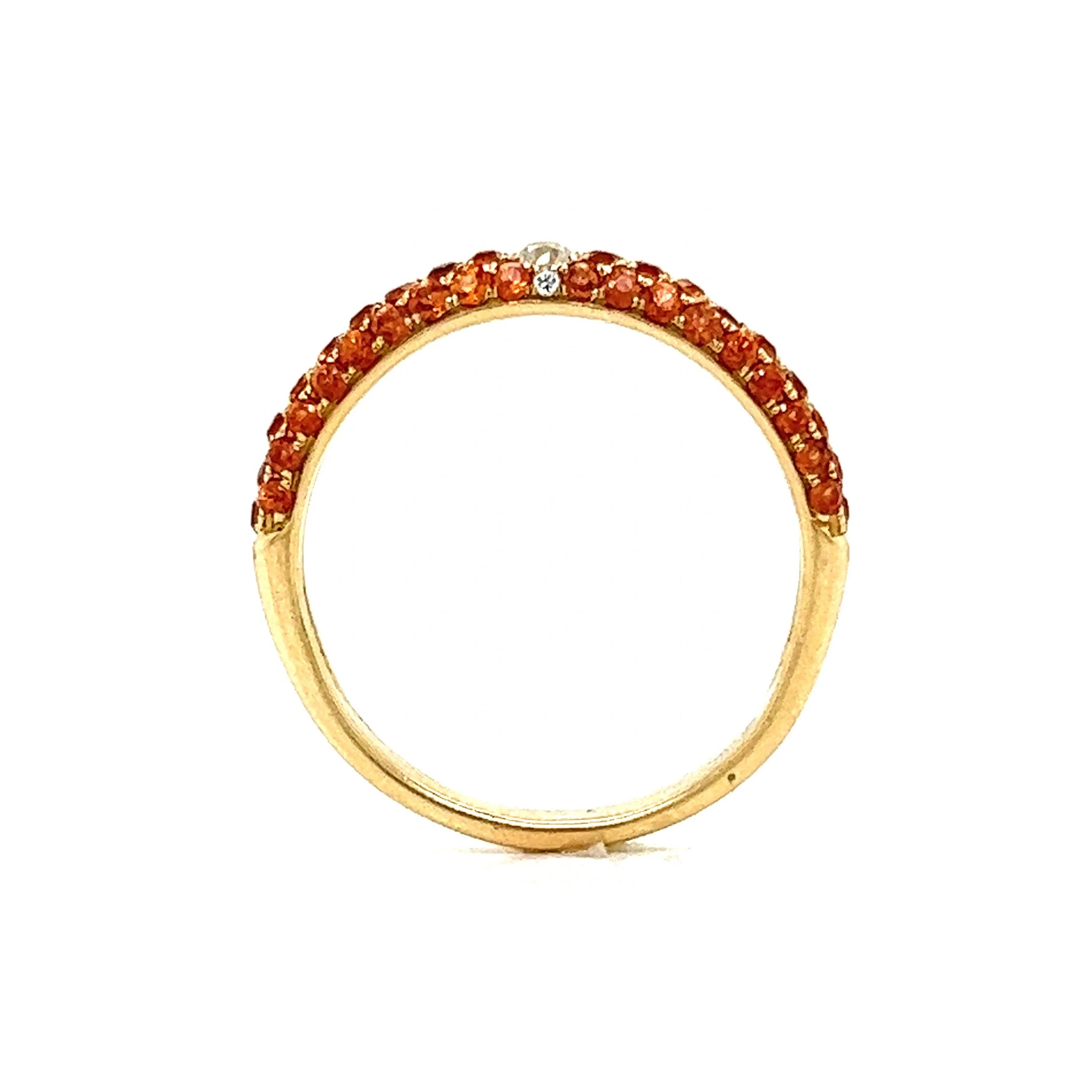Pave Orange Sapphire & Diamond Band in 14k Yellow Gold - Image 4