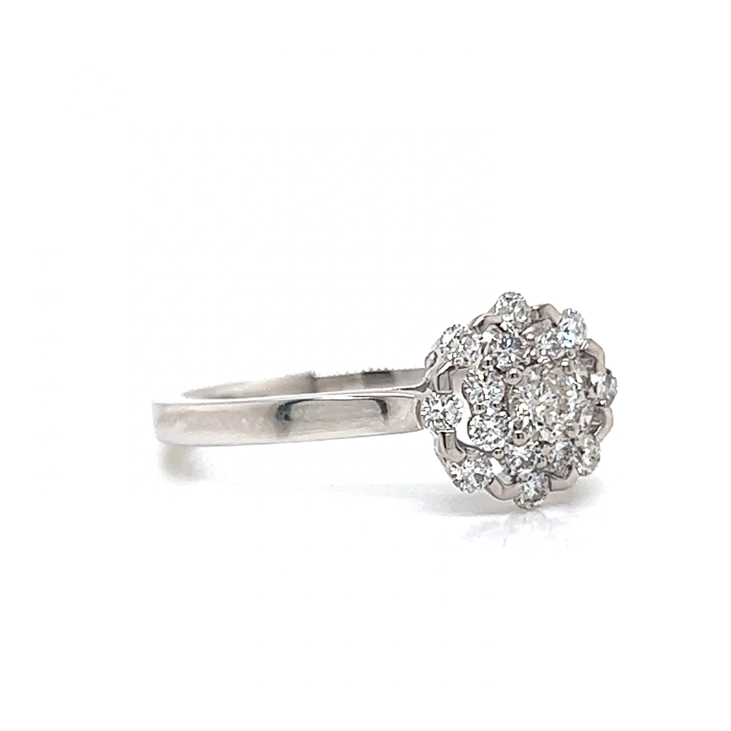 Pave Round Diamond Cluster Ring in 14k White Gold - Image 3