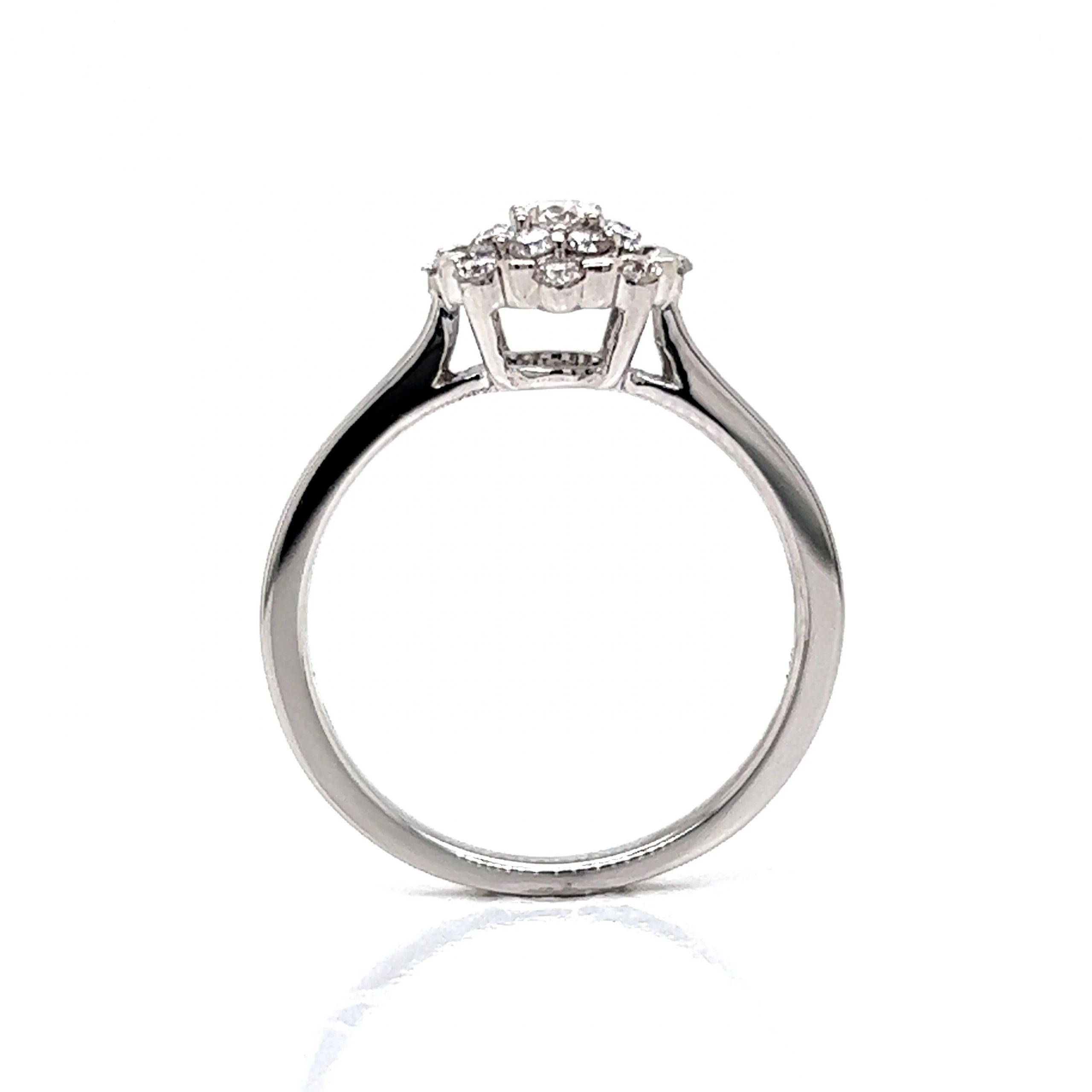 Pave Round Diamond Cluster Ring in 14k White Gold - Image 4