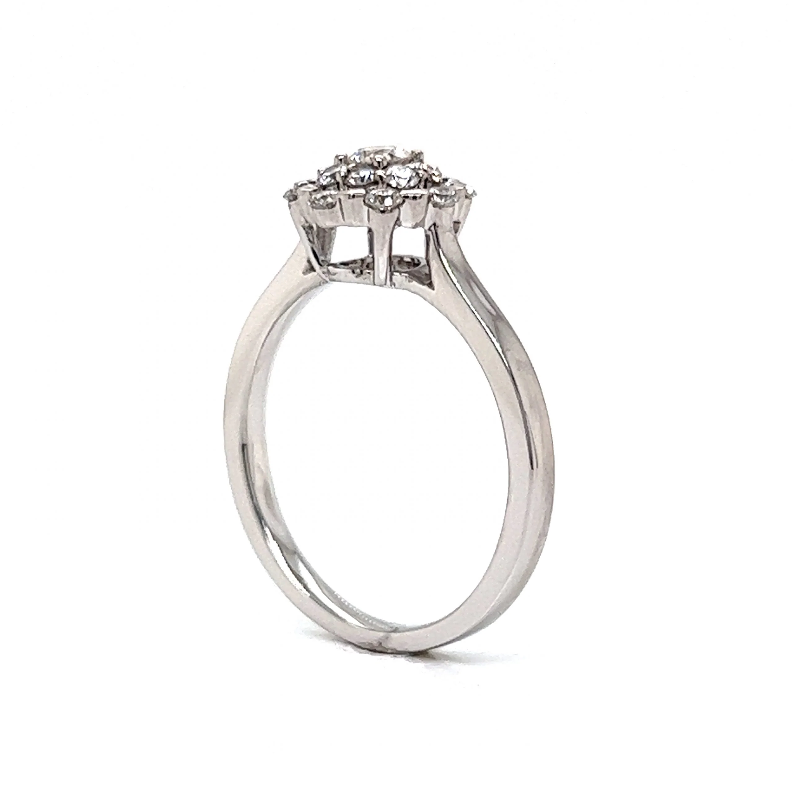 Pave Round Diamond Cluster Ring in 14k White Gold - Image 5