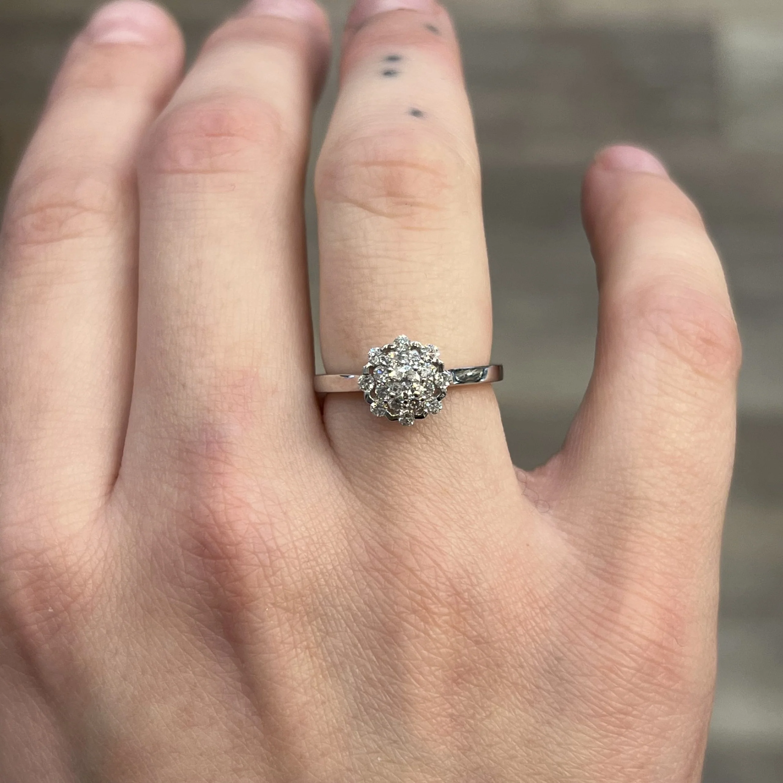 Pave Round Diamond Cluster Ring in 14k White Gold - Image 6