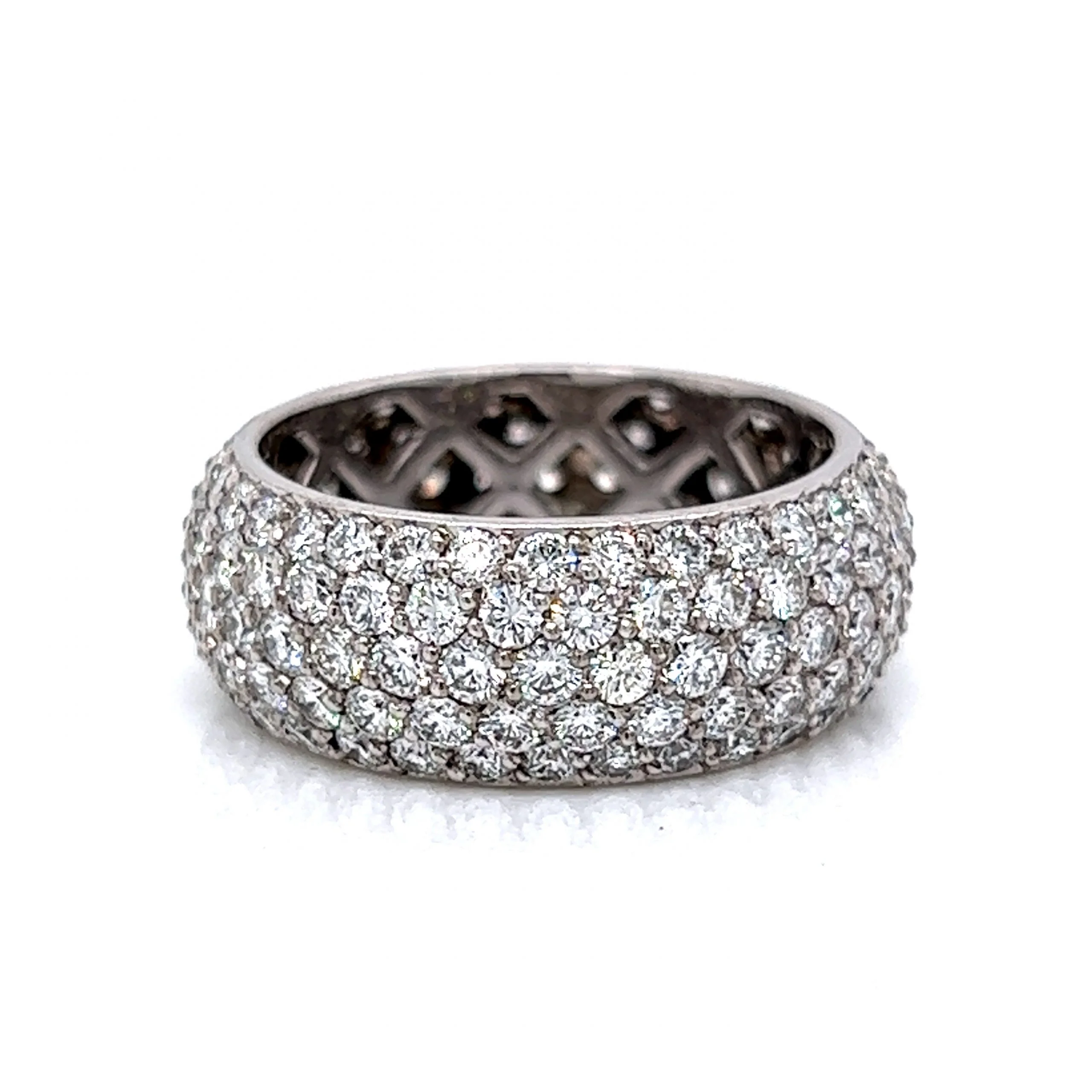 Pave Round Diamond Eternity Cocktail Ring in 18k White Gold - Image 2