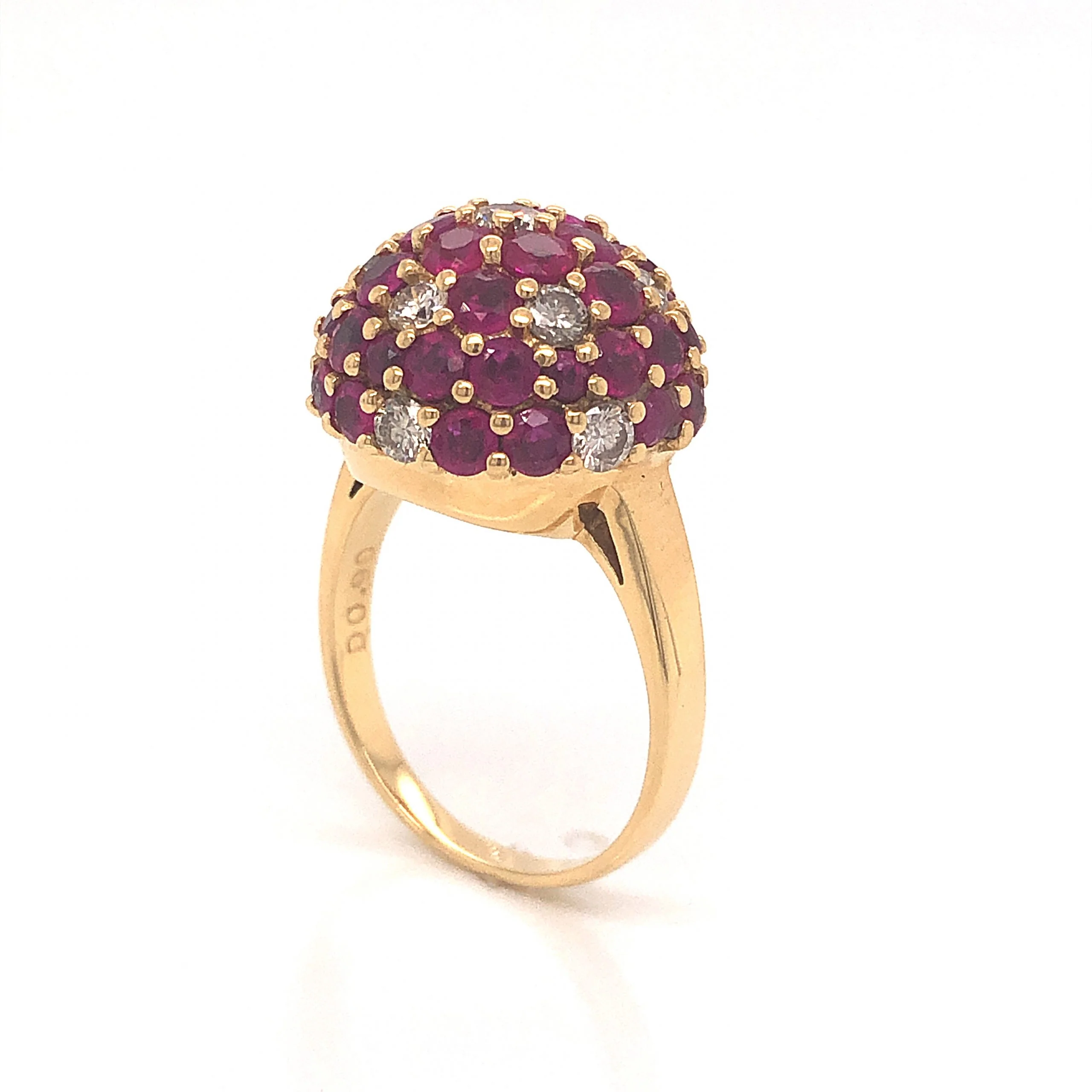 Pave Ruby & Diamond Dome Ring in 18k Yellow Gold - Image 5