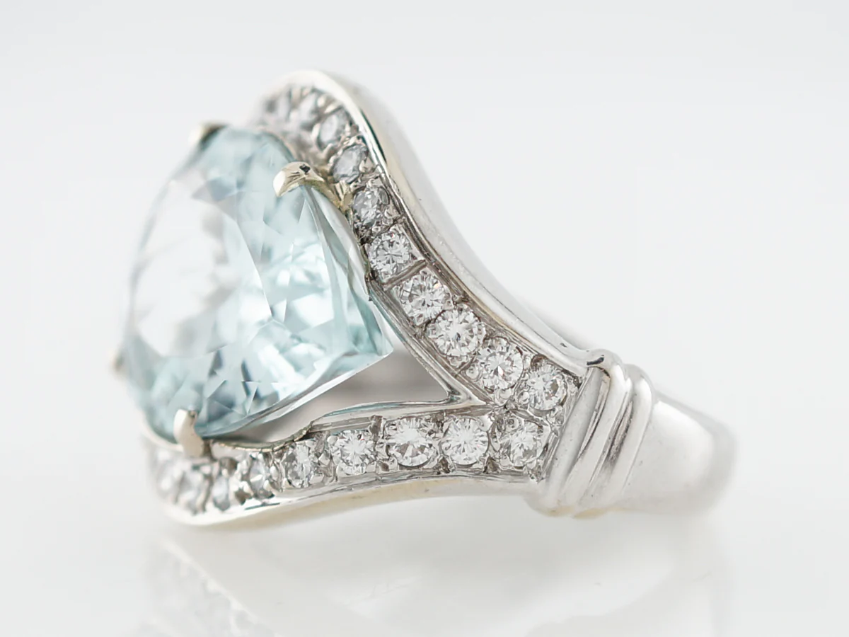 Pear Cut Aquamarine Cocktail Ring in 14k White Gold - Image 2