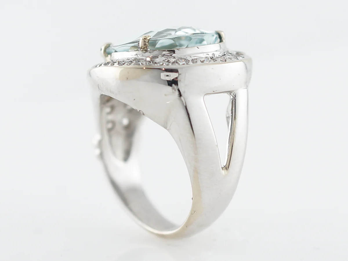 Pear Cut Aquamarine Cocktail Ring in 14k White Gold - Image 5