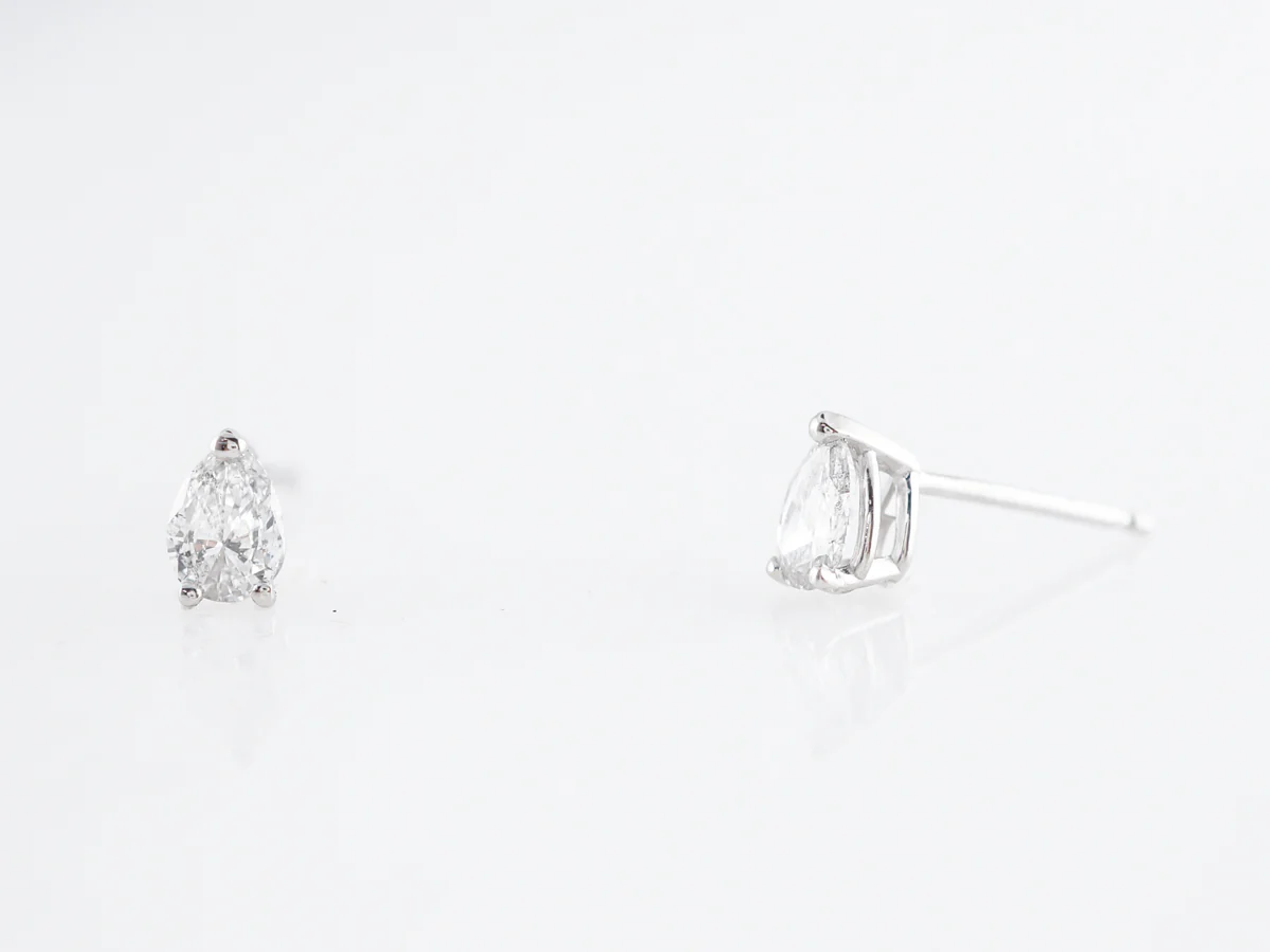 Pear Cut Diamond Earring Studs in 14k White Gold - Image 2