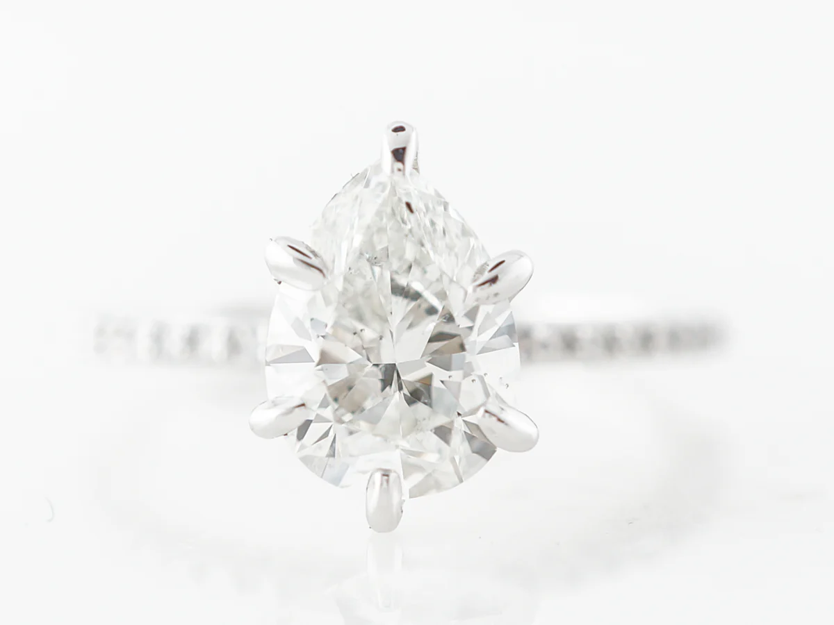 Pear Cut Diamond Engagement in 14k White Gold