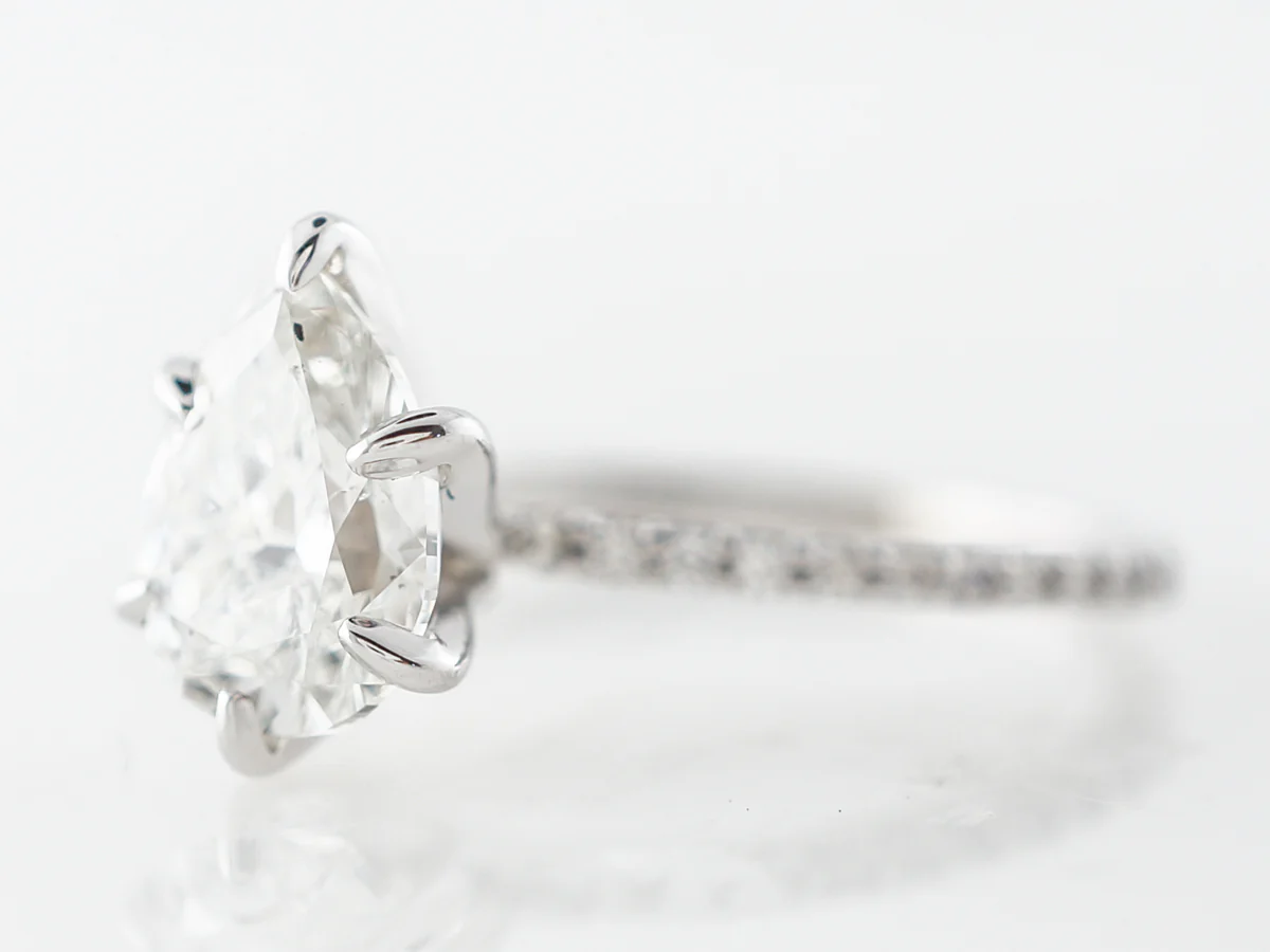 Pear Cut Diamond Engagement in 14k White Gold - Image 2