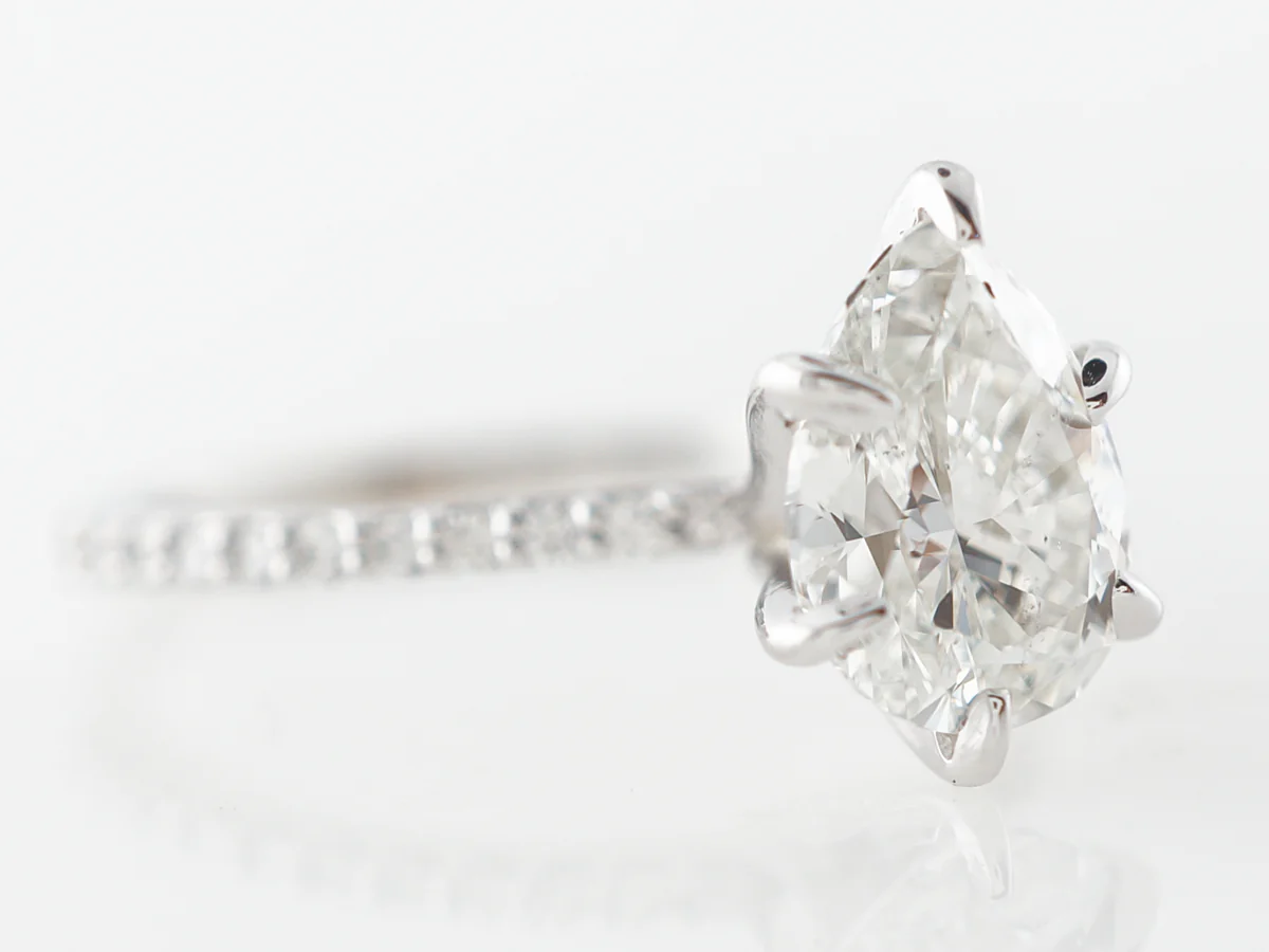 Pear Cut Diamond Engagement in 14k White Gold - Image 3