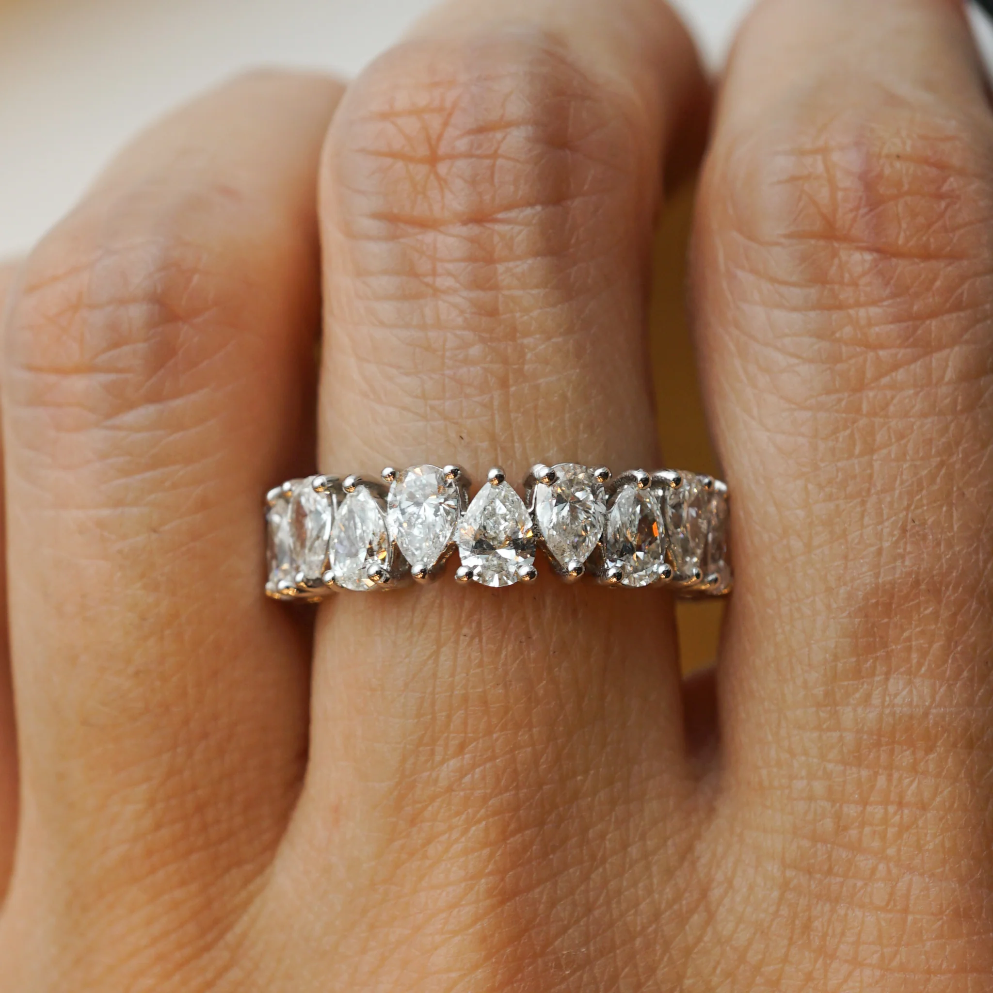 Pear Cut Diamond Eternity Band in 18k White Gold - Image 6