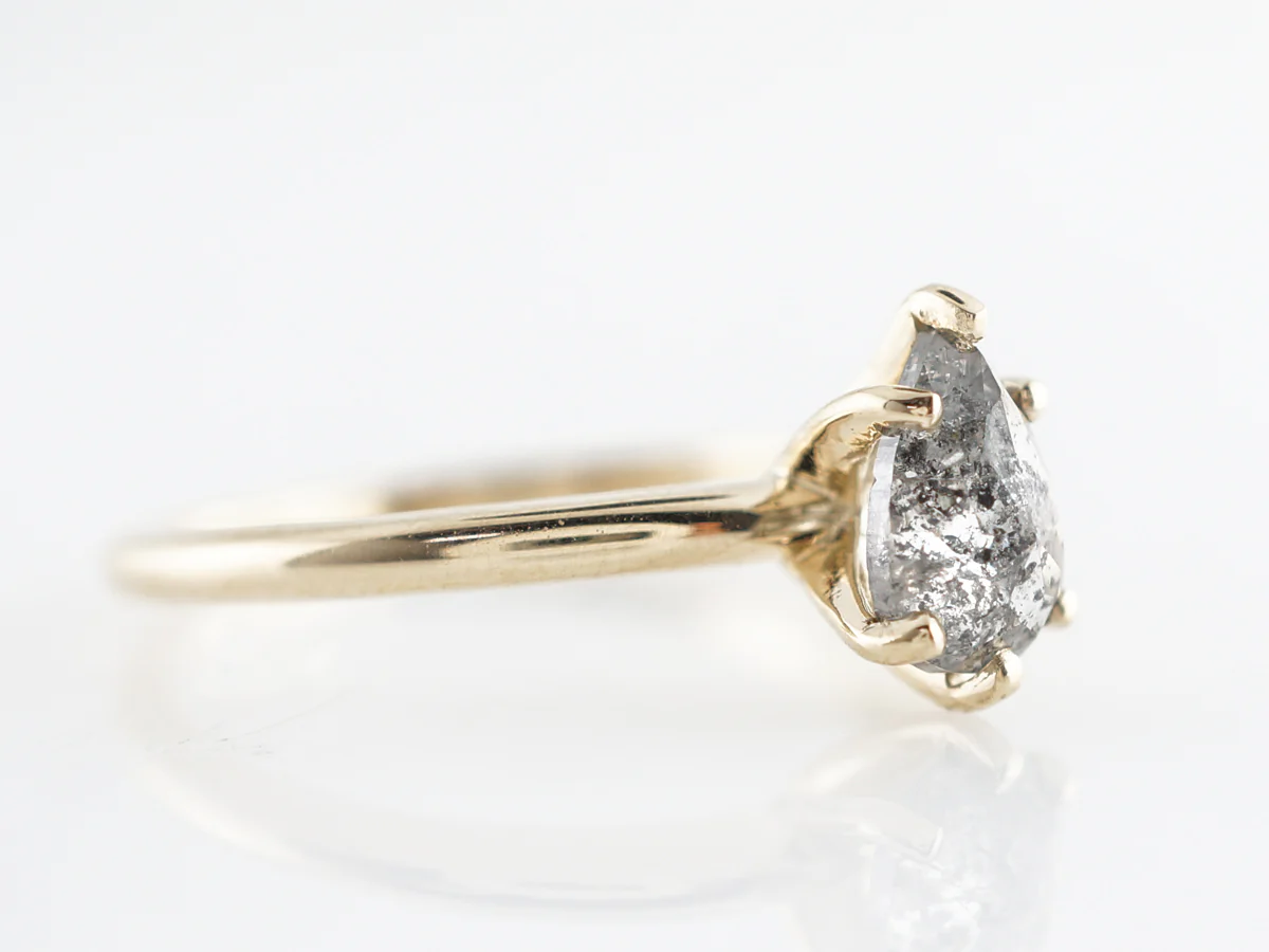 Pear Cut Grey Diamond Solitaire Engagement Ring in Yellow Gold - Image 3